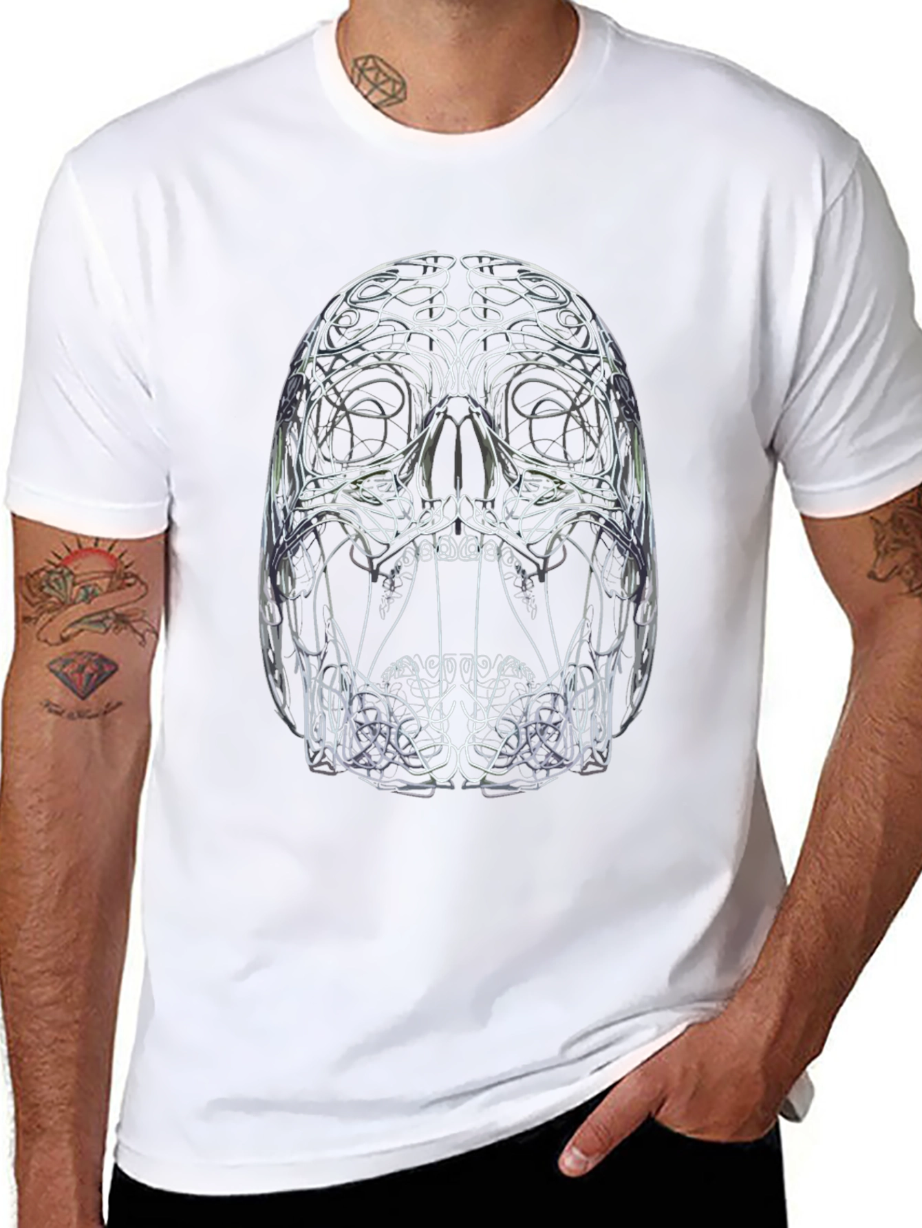 Abstract Skull Graphic Print Black T-Shirt