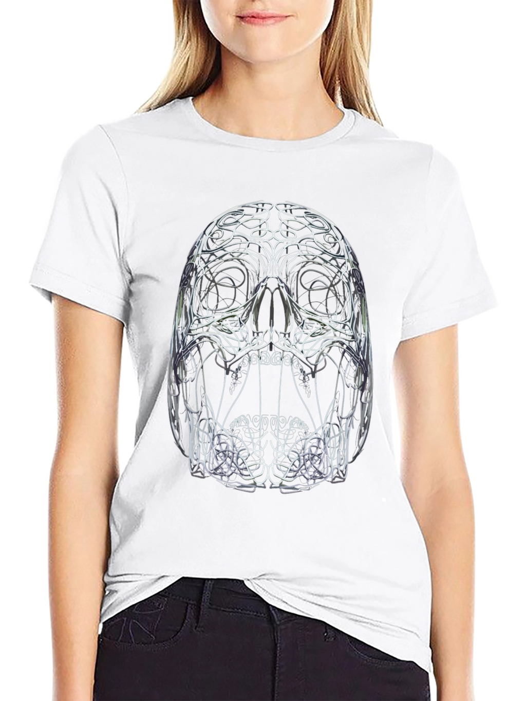 Abstract Skull Graphic Print Black T-Shirt