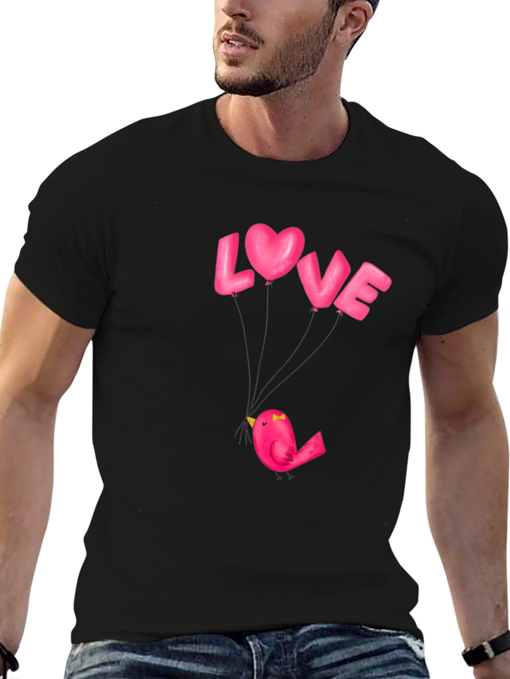 Love Bird Graphic Tee - Stylish Black Cotton T-Shirt