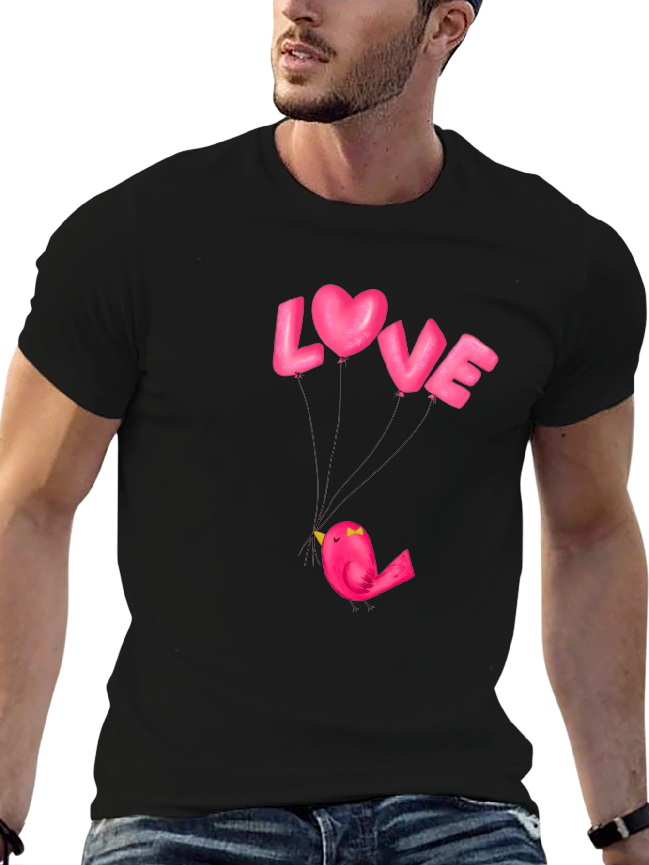 Love Bird Graphic Tee - Stylish Black Cotton T-Shirt