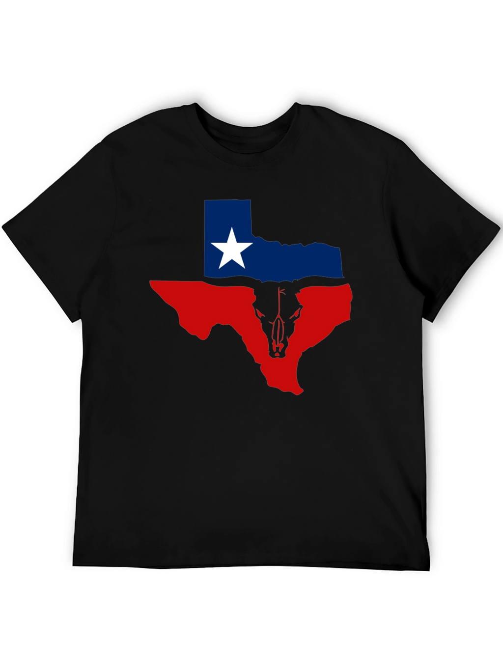 Texas Flag Bull Skull Graphic Tee - Black