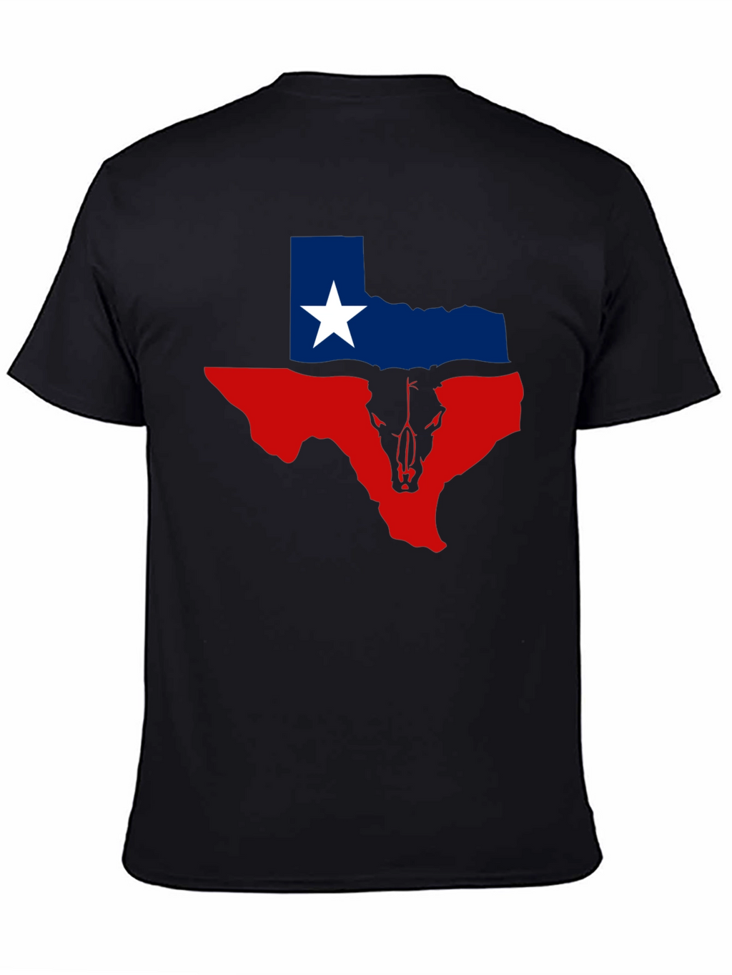 Texas Flag Bull Skull Graphic Tee - Black