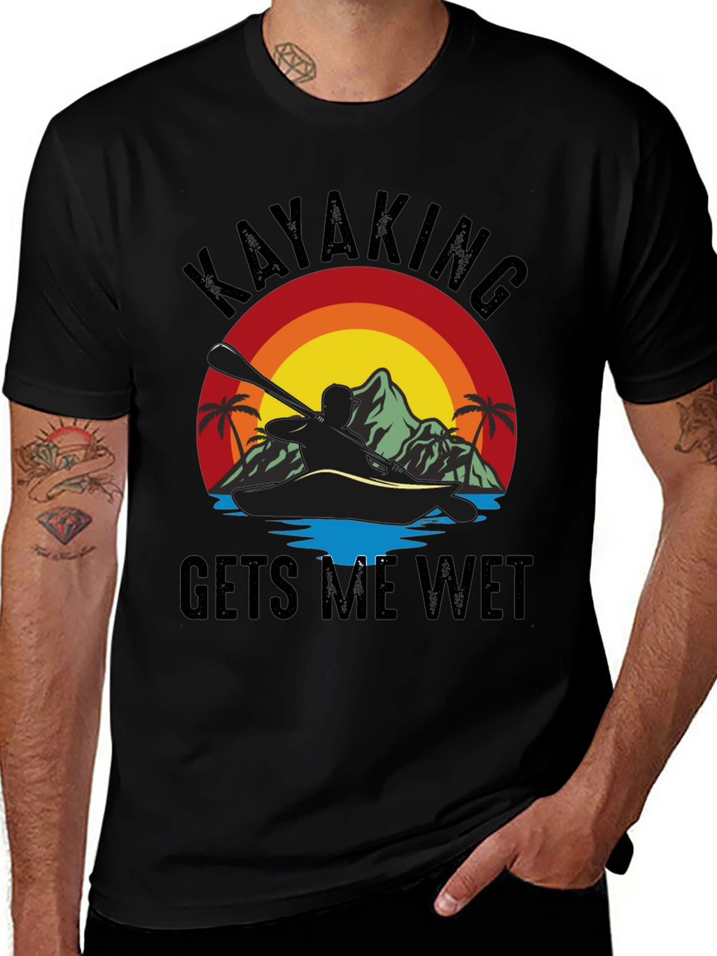 Kayaking T-Shirt - Gets Me Wet Black Tee