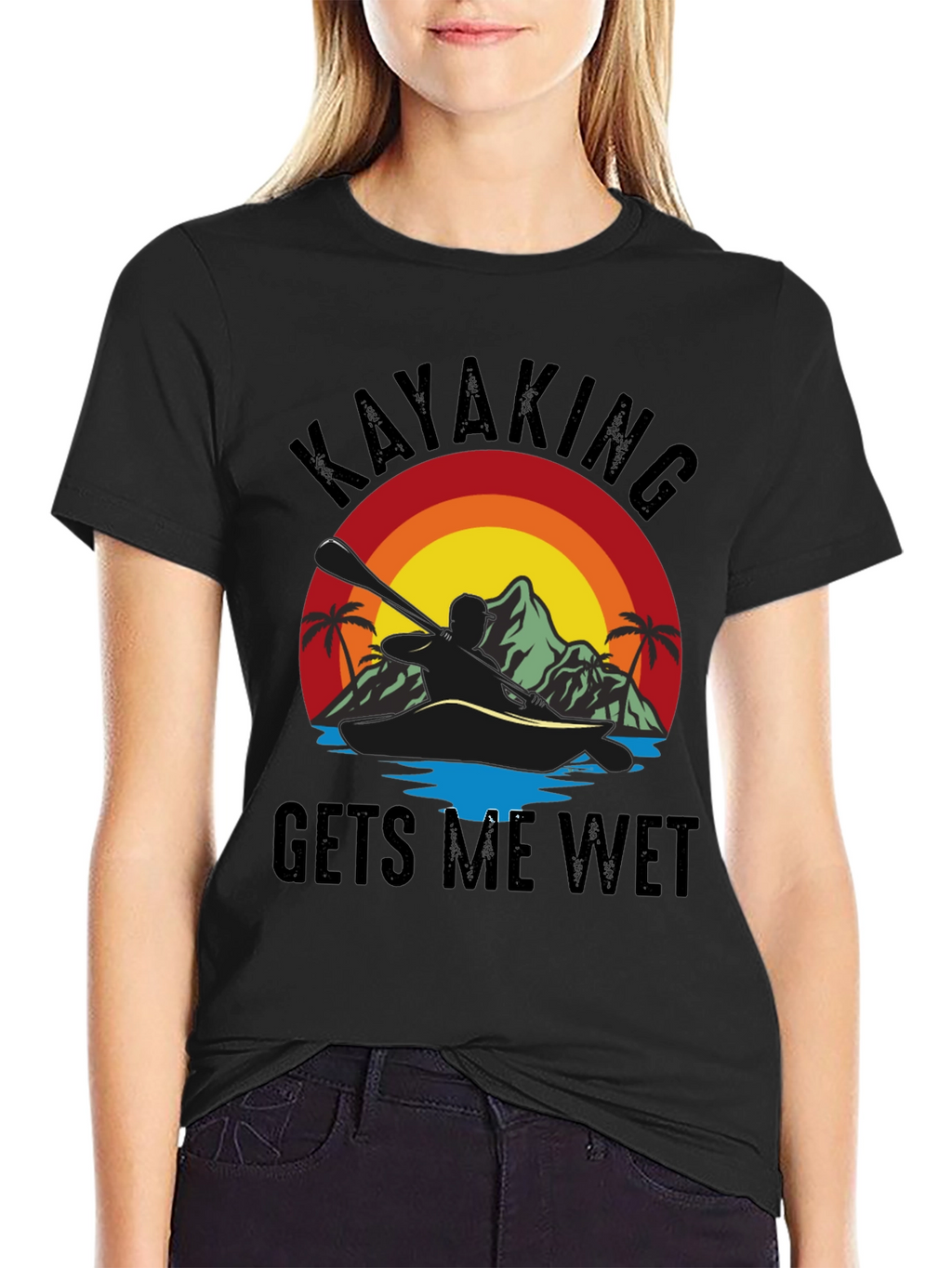 Kayaking T-Shirt - Gets Me Wet Black Tee