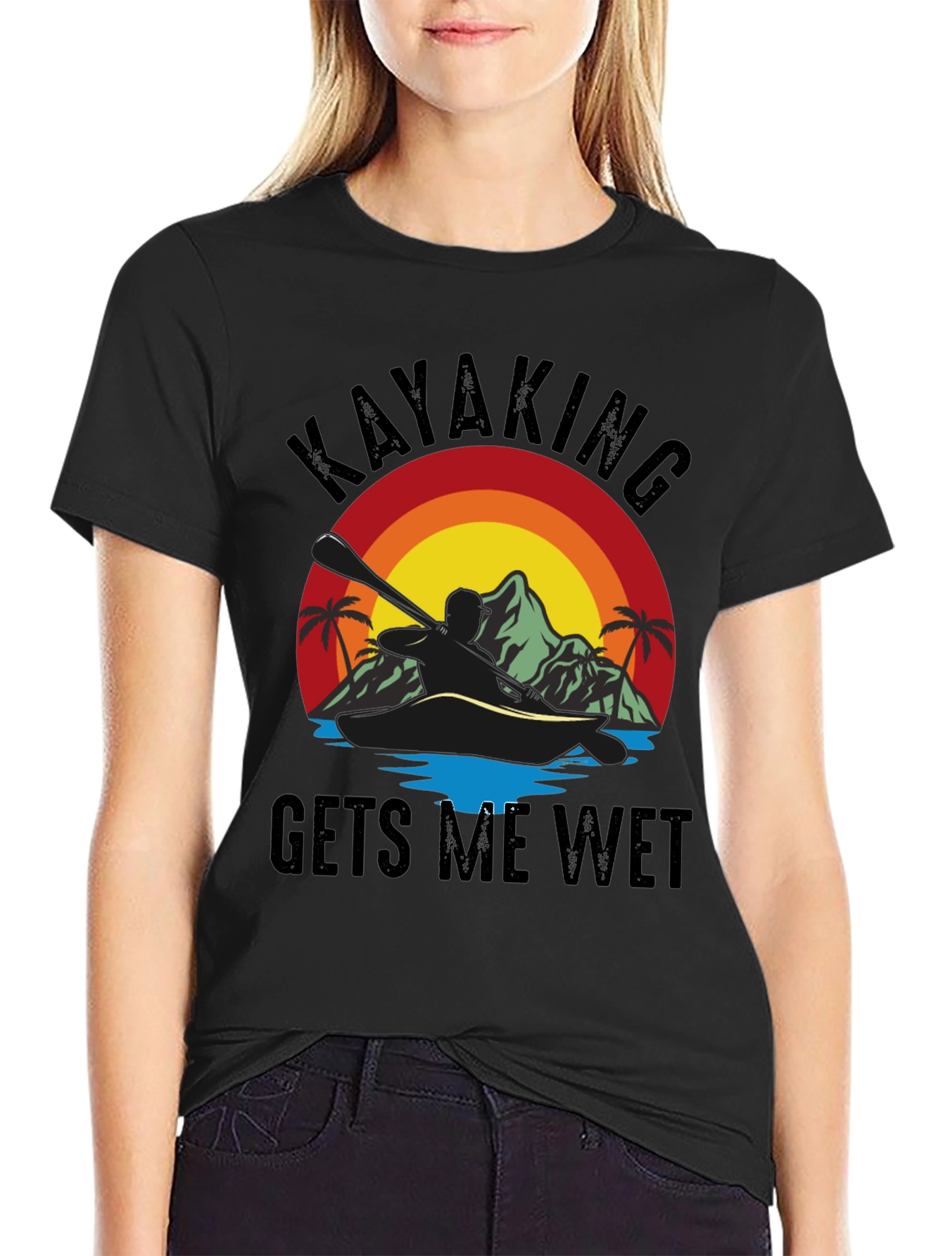 Kayaking T-Shirt - Gets Me Wet Black Tee