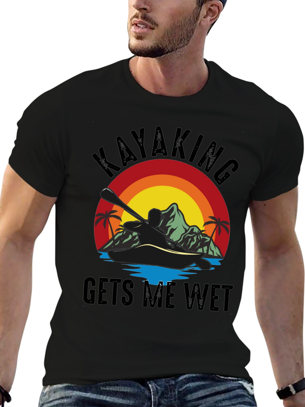 Kayaking T-Shirt - Gets Me Wet Black Tee