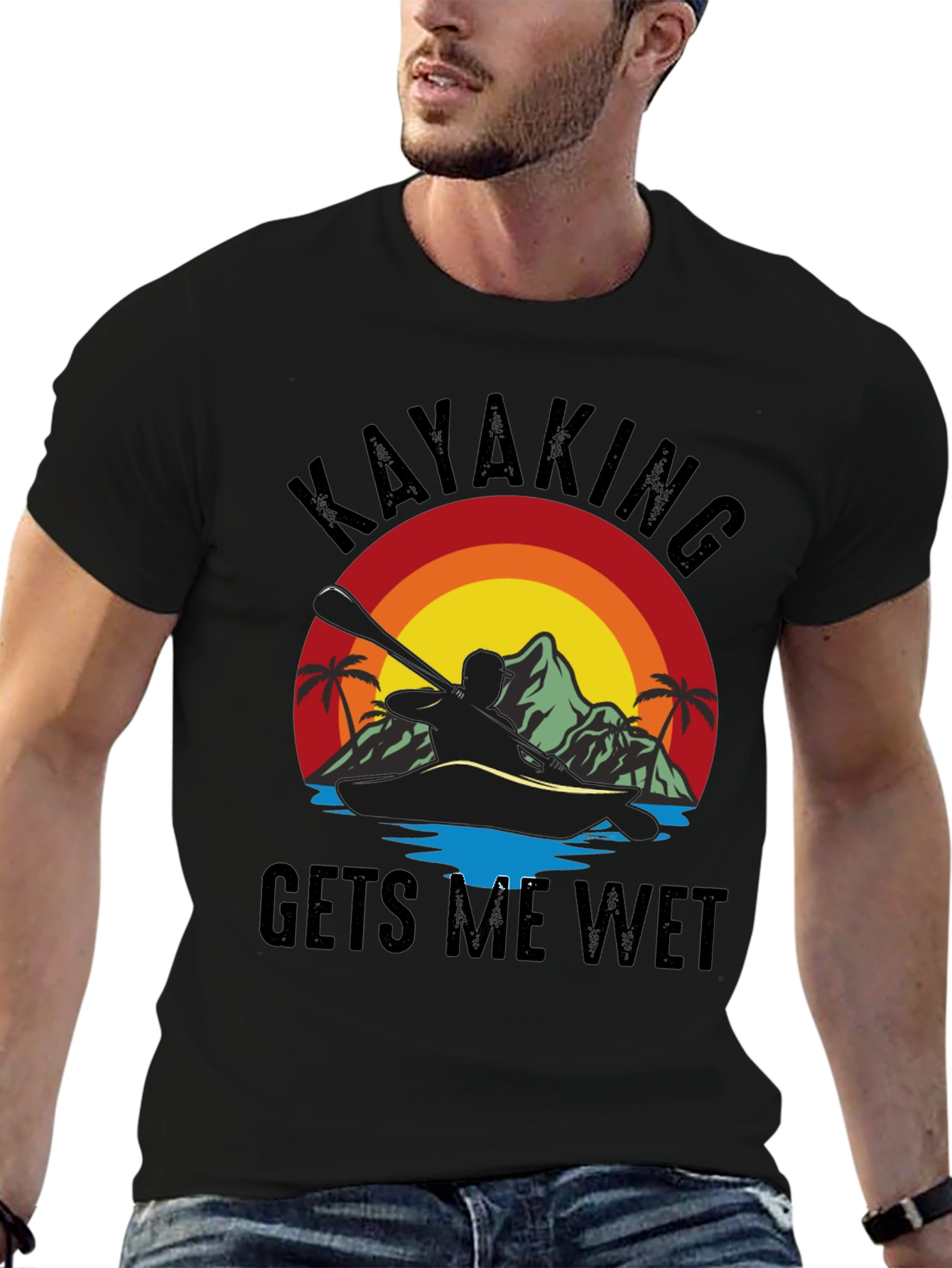 Kayaking T-Shirt - Gets Me Wet Black Tee