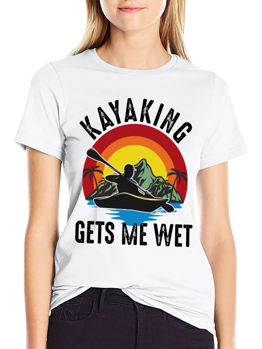 Kayaking T-Shirt - Gets Me Wet Black Tee