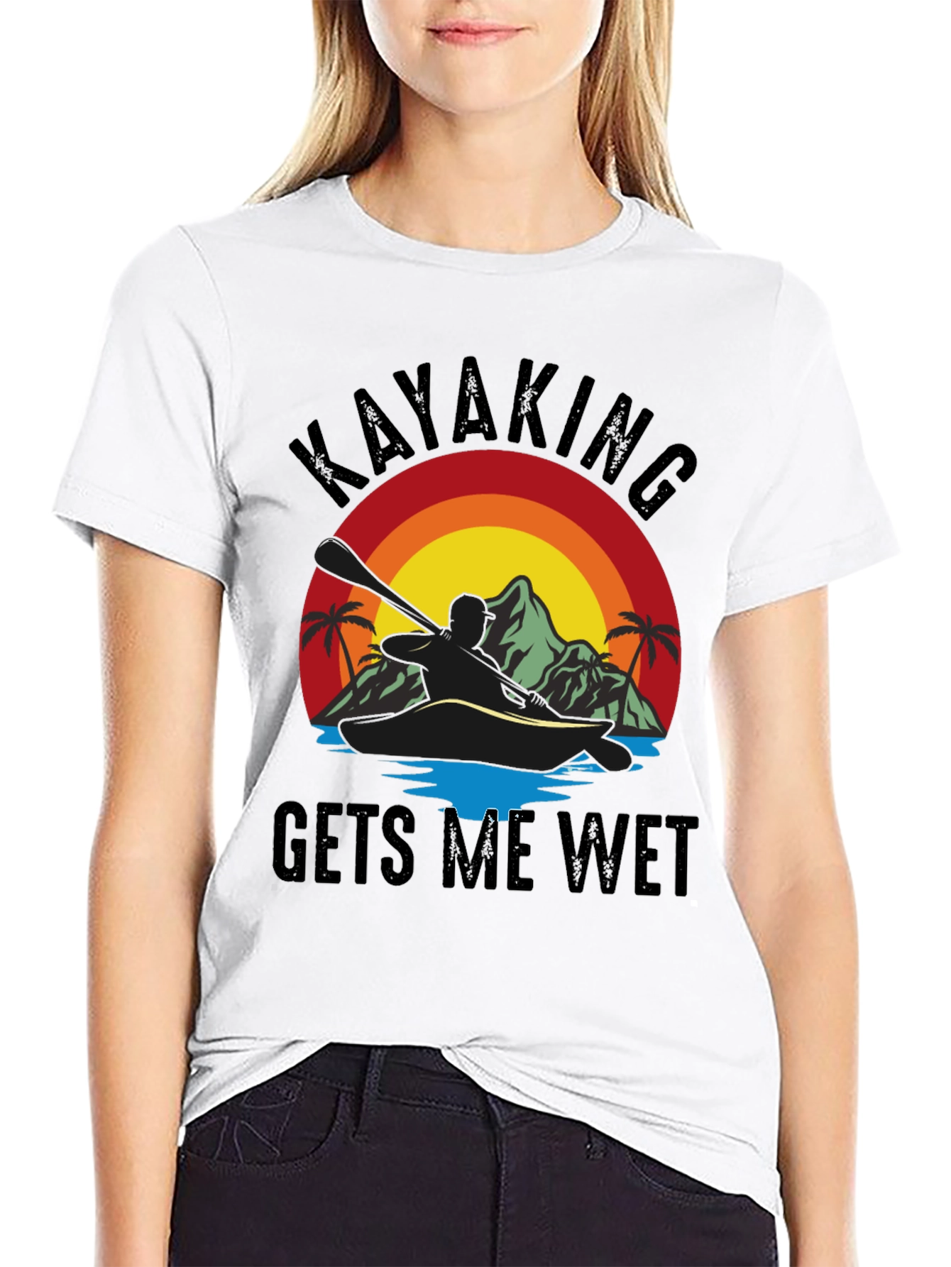 Kayaking T-Shirt - Gets Me Wet Black Tee