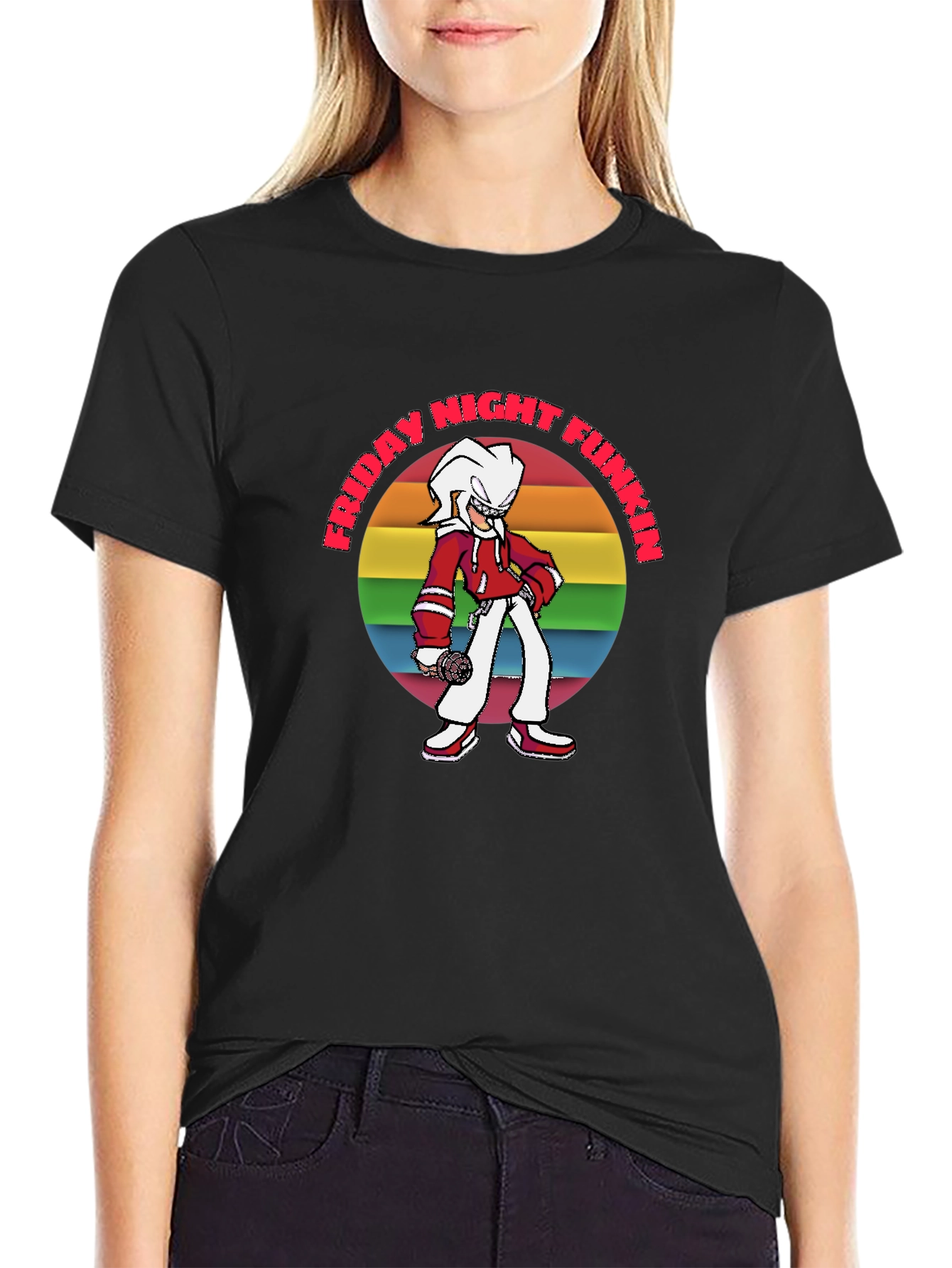 Friday Night Funkin T-Shirt: Retro Rainbow Graphic
