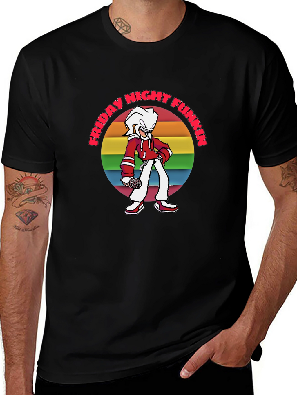 Friday Night Funkin T-Shirt: Retro Rainbow Graphic
