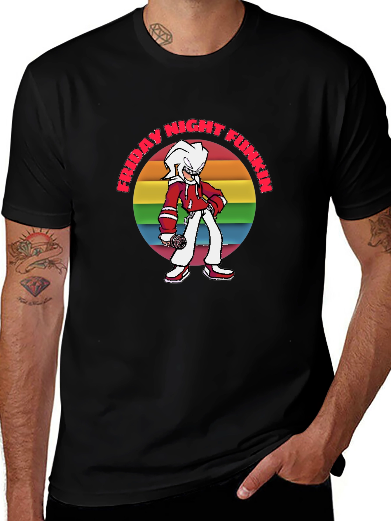Friday Night Funkin T-Shirt: Retro Rainbow Graphic