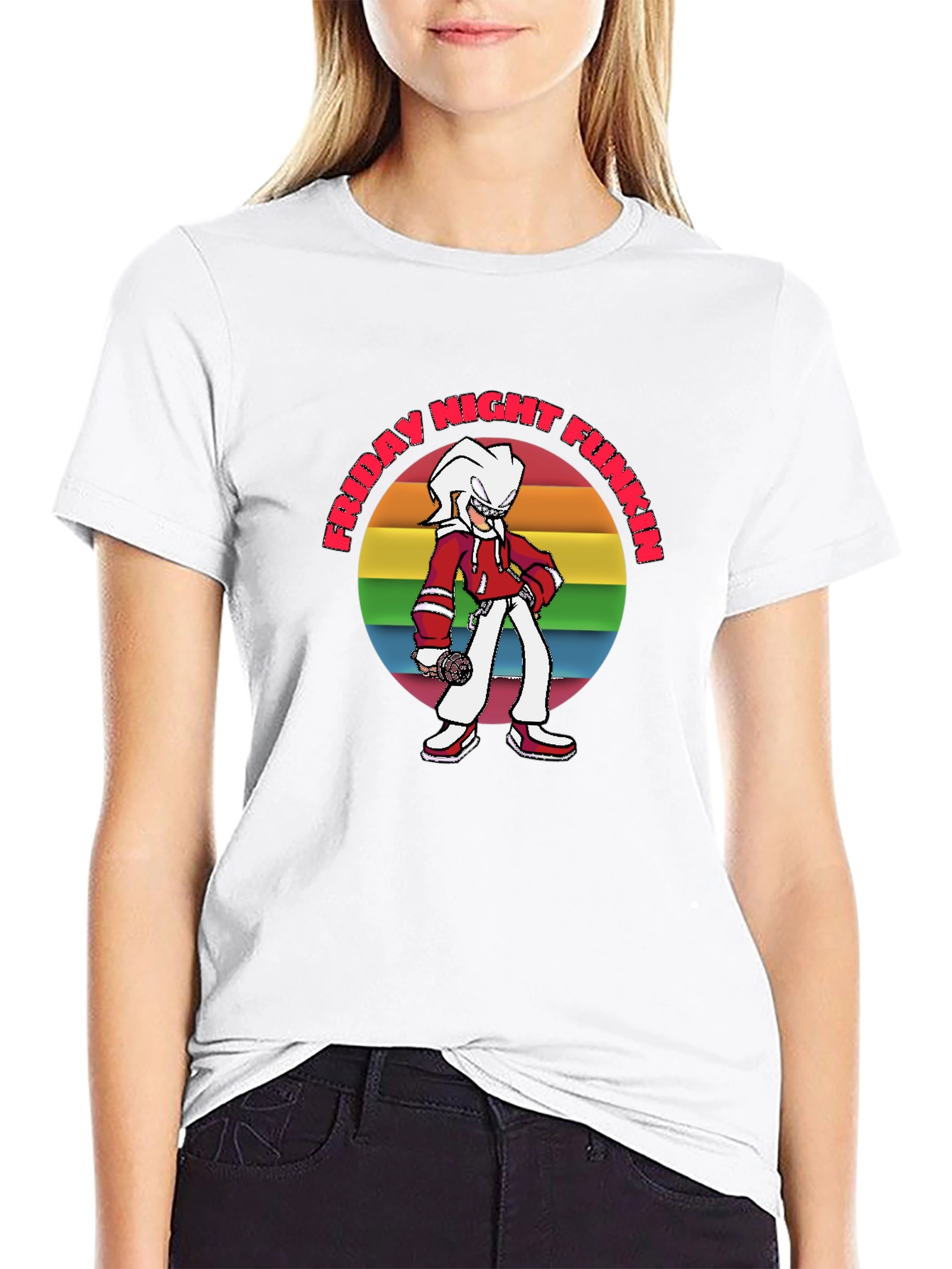 Friday Night Funkin T-Shirt: Retro Rainbow Graphic