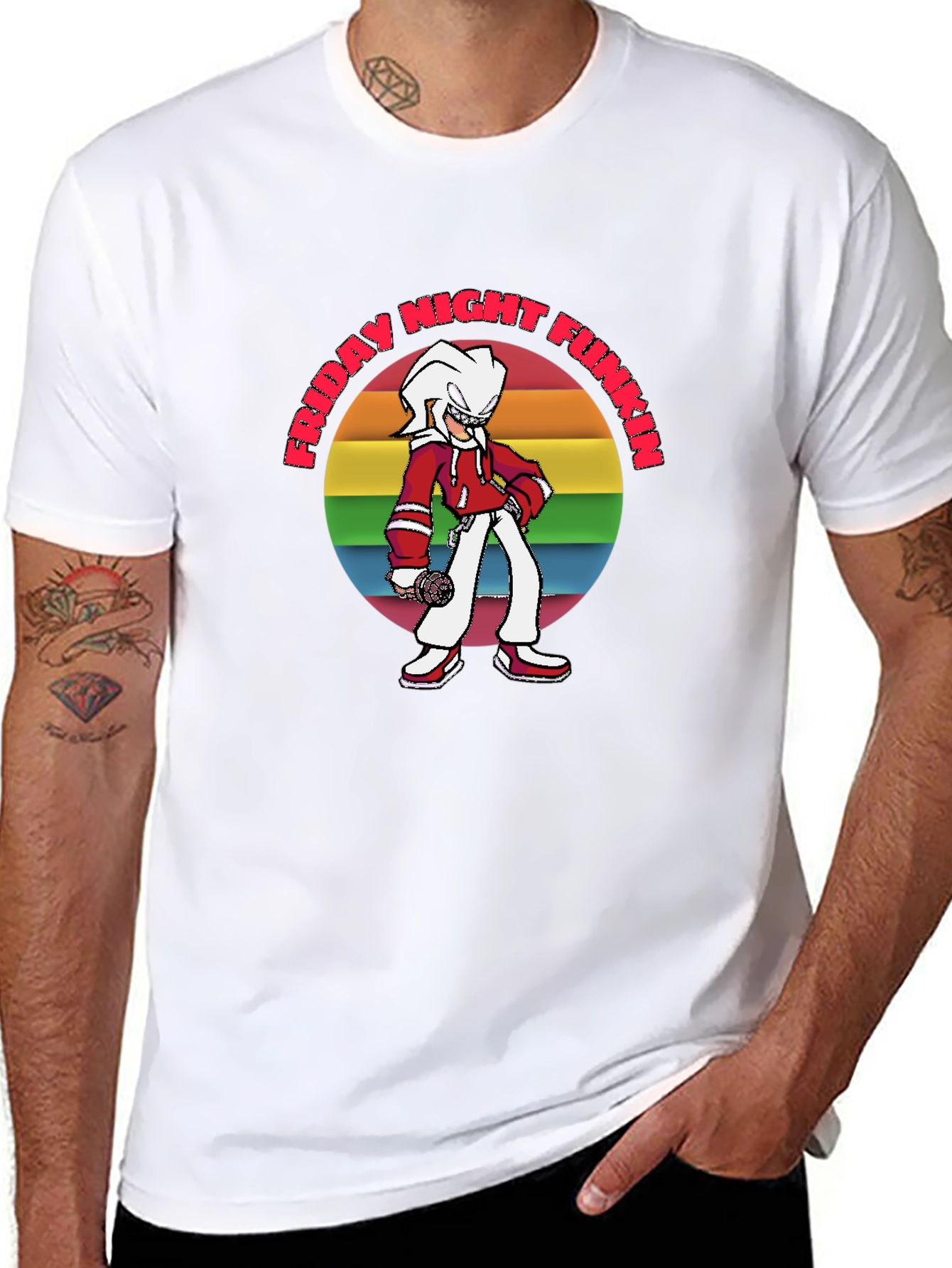 Friday Night Funkin T-Shirt: Retro Rainbow Graphic