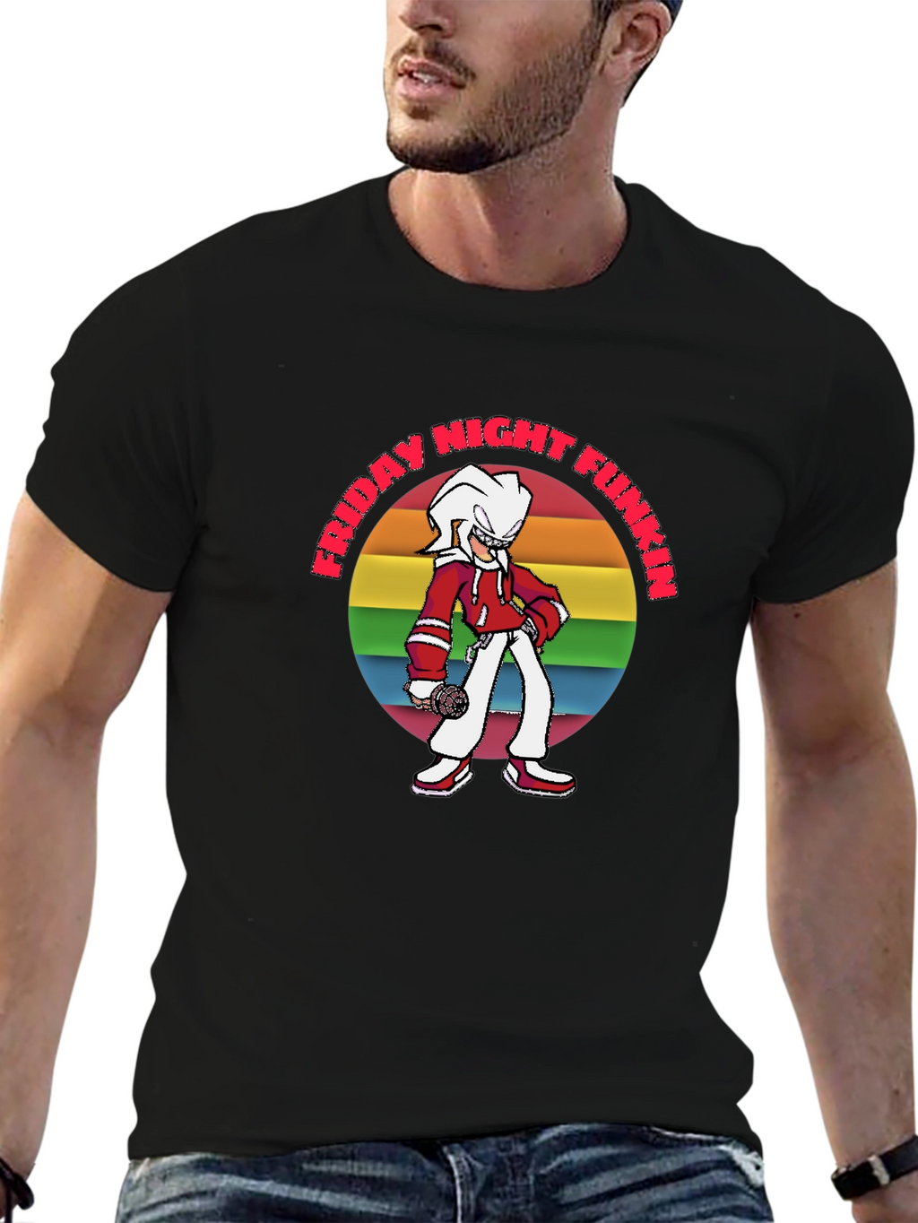 Friday Night Funkin T-Shirt: Retro Rainbow Graphic