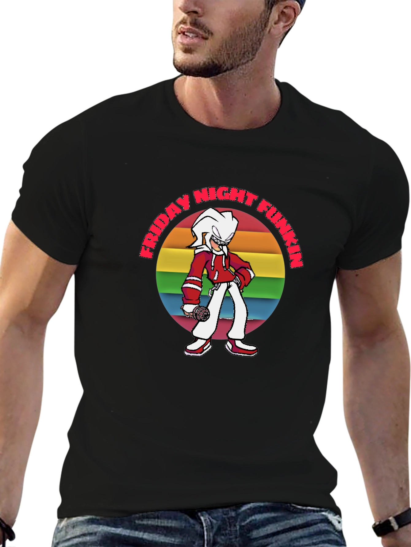 Friday Night Funkin T-Shirt: Retro Rainbow Graphic