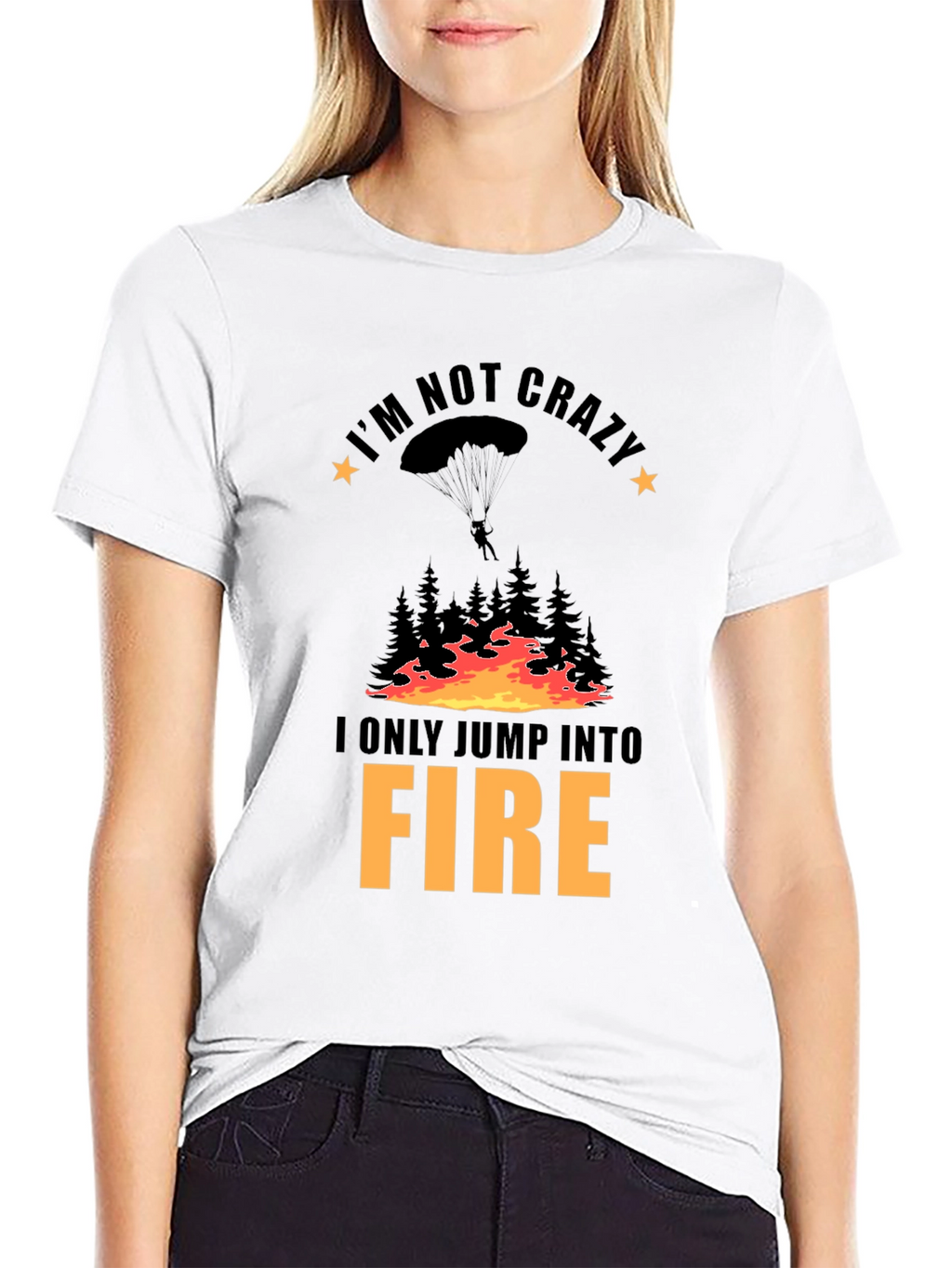 Im Not Crazy Fire Jumper Black T-Shirt