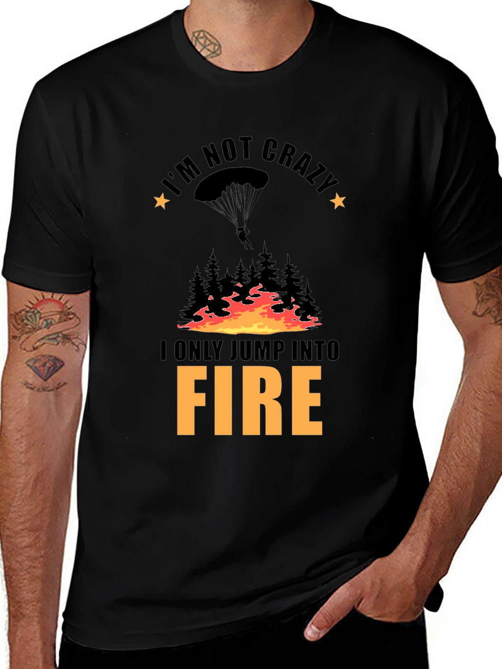Im Not Crazy Fire Jumper Black T-Shirt