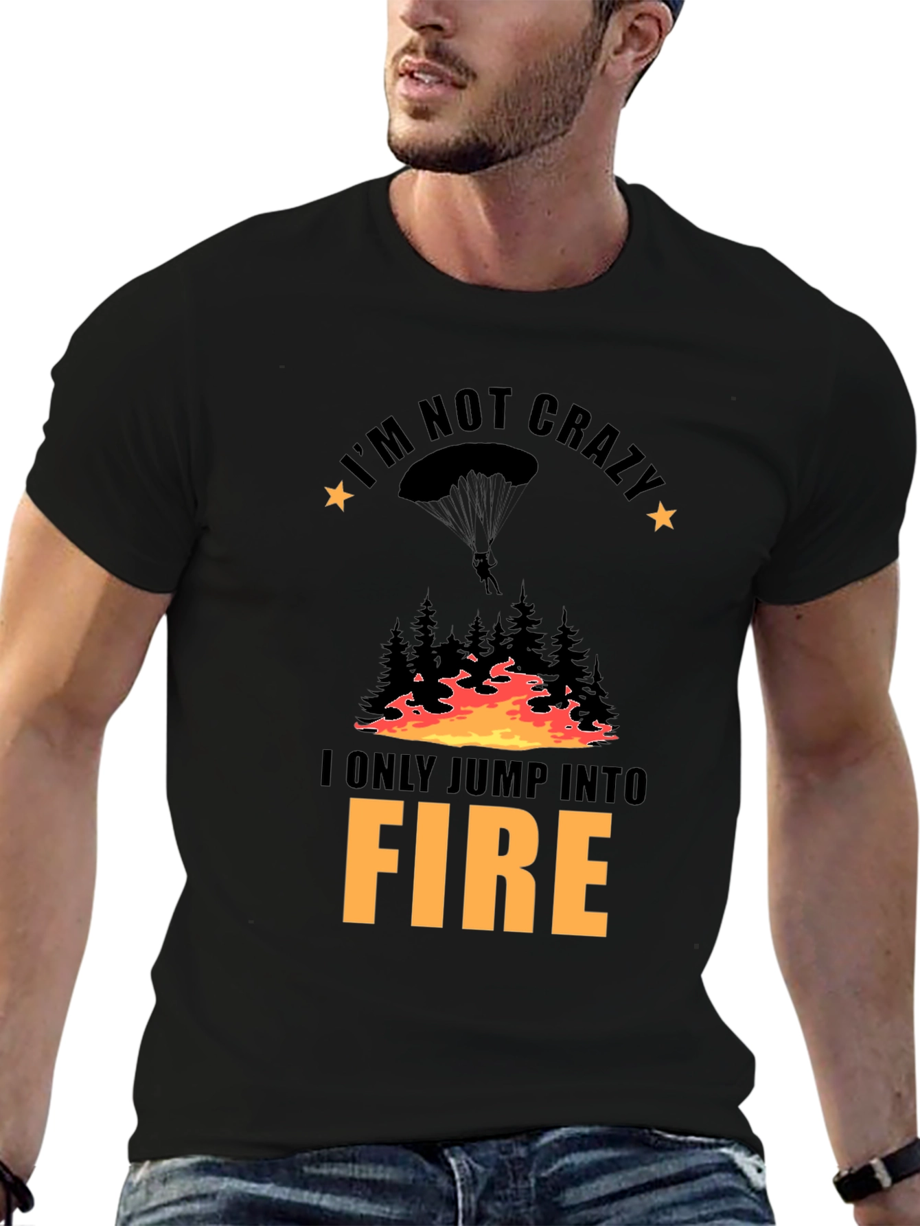 Im Not Crazy Fire Jumper Black T-Shirt
