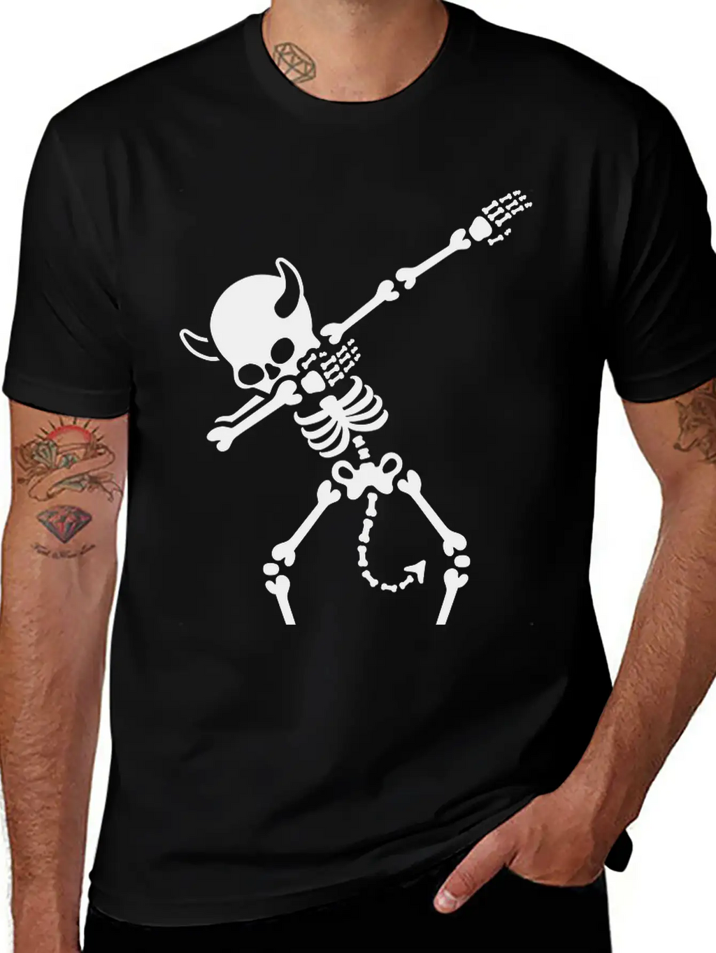Dab Dabbing Skeleton Devil Unisex Casual T-Shirt – Clean Design For Daily Comfort