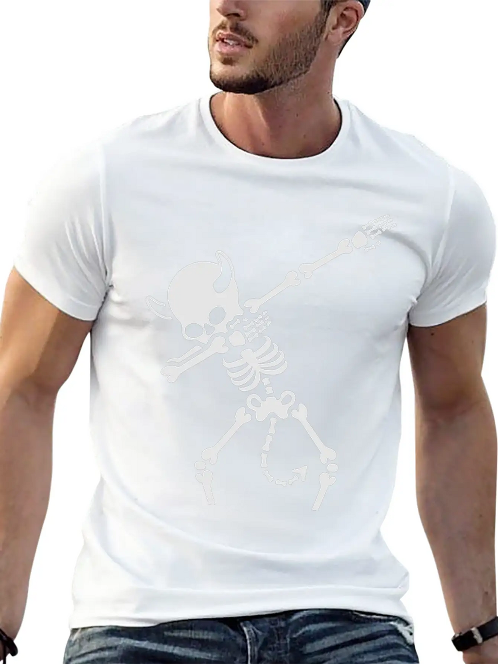 Dab Dabbing Skeleton Devil Unisex Casual T-Shirt – Clean Design For Daily Comfort