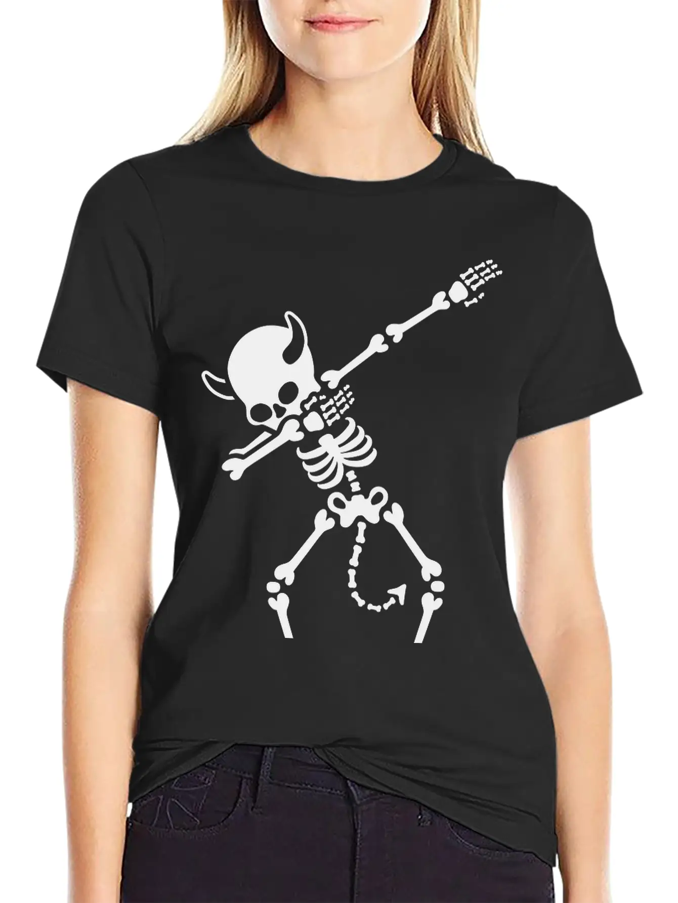 Dab Dabbing Skeleton Devil Unisex Casual T-Shirt – Clean Design For Daily Comfort