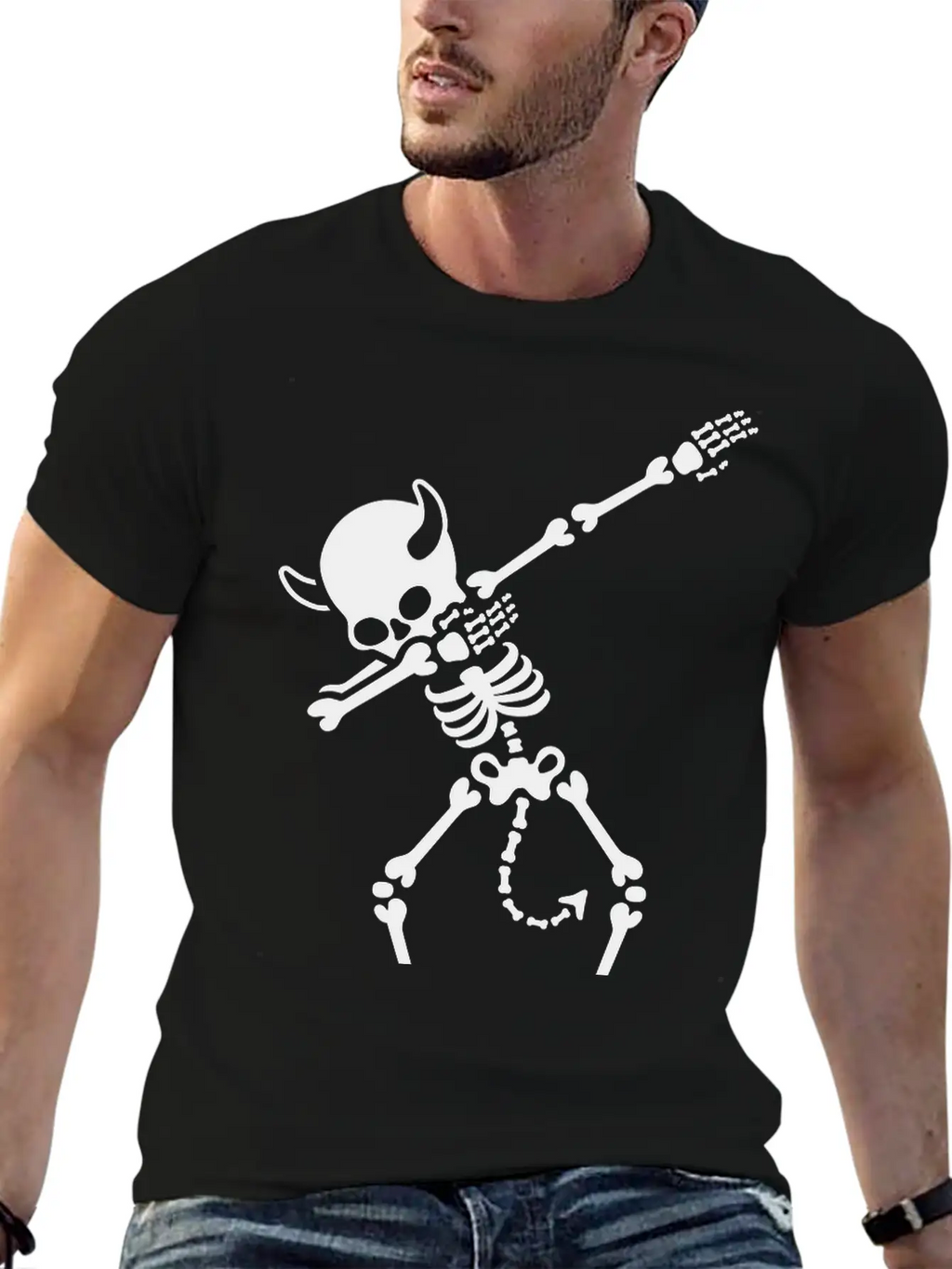 Dab Dabbing Skeleton Devil Unisex Casual T-Shirt – Clean Design For Daily Comfort