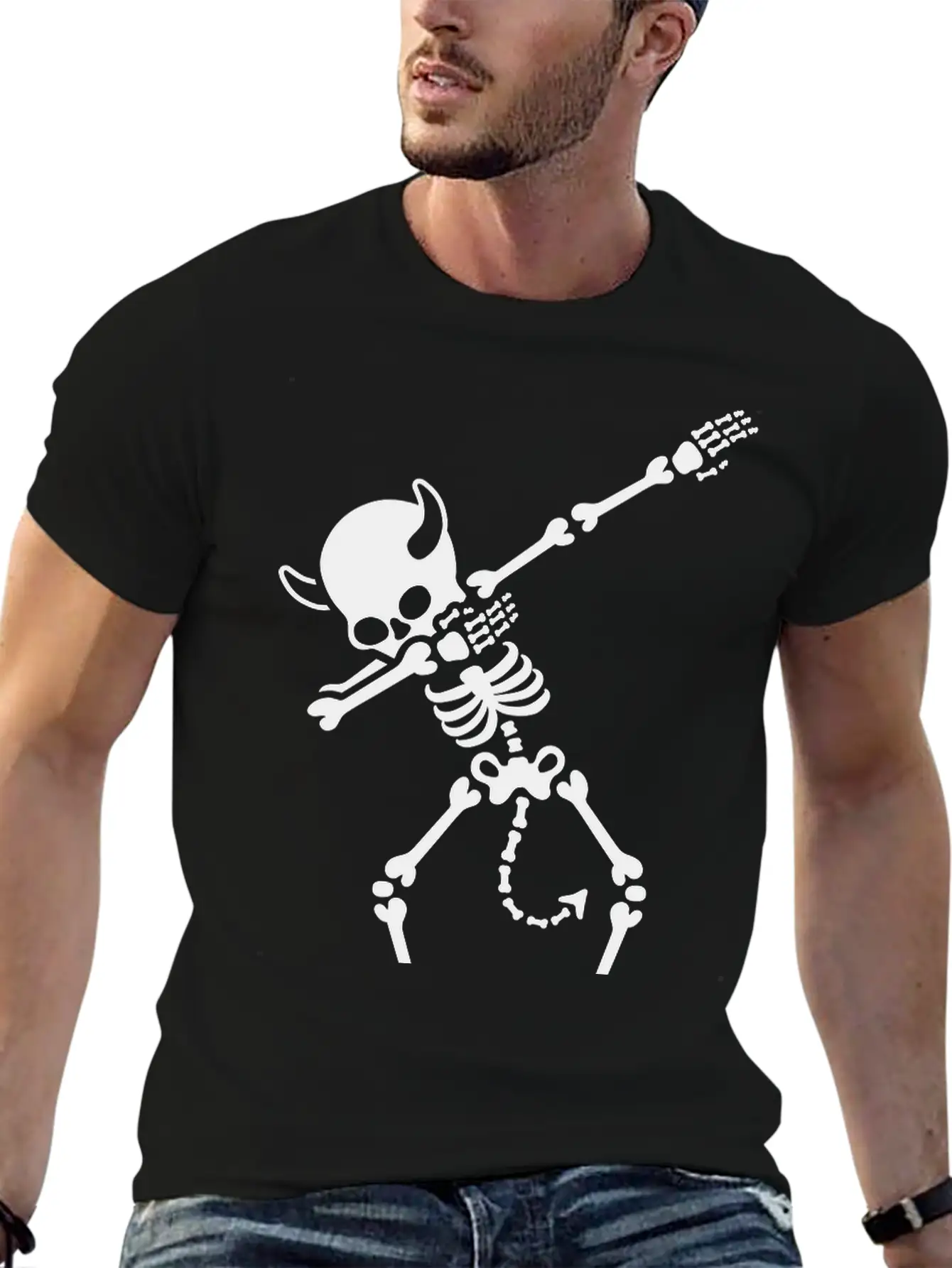 Dab Dabbing Skeleton Devil Unisex Casual T-Shirt – Clean Design For Daily Comfort