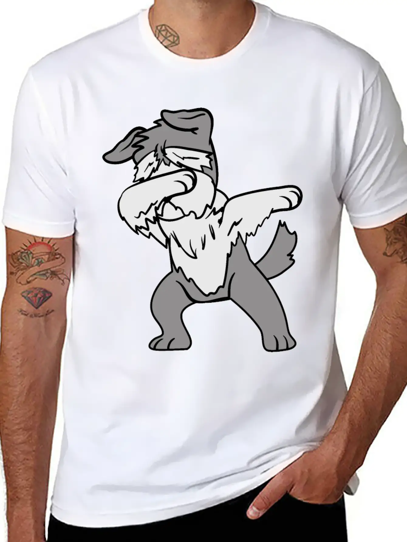 Dabbing Dab Dancing Pets Dogs Schnauzer Relaxed Everyday Tee – Lightweight And Durable Cotton