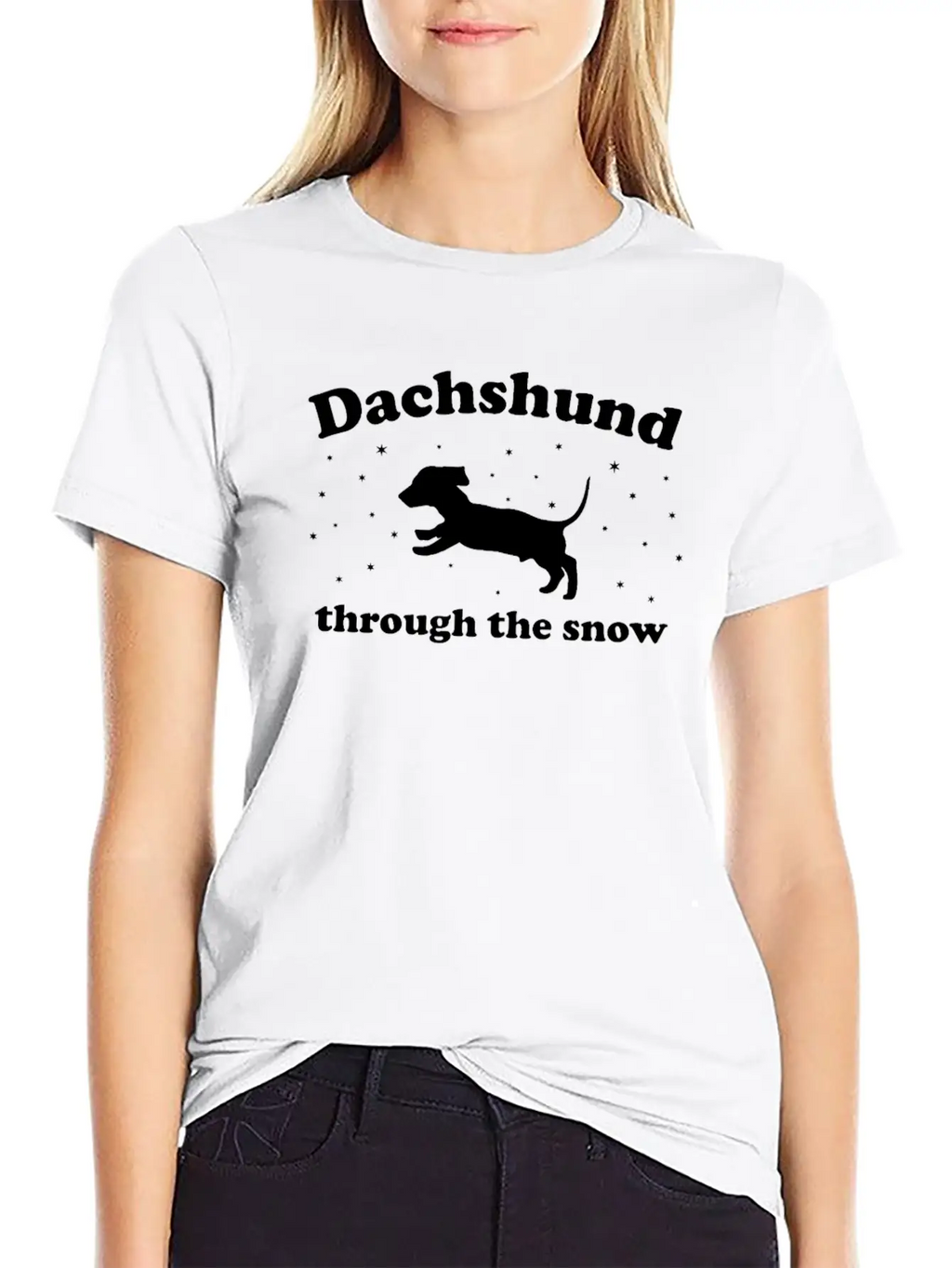 Dachshund Through The Snow Xmas Breathable Graphic T-Shirt – Perfect For Casual Days