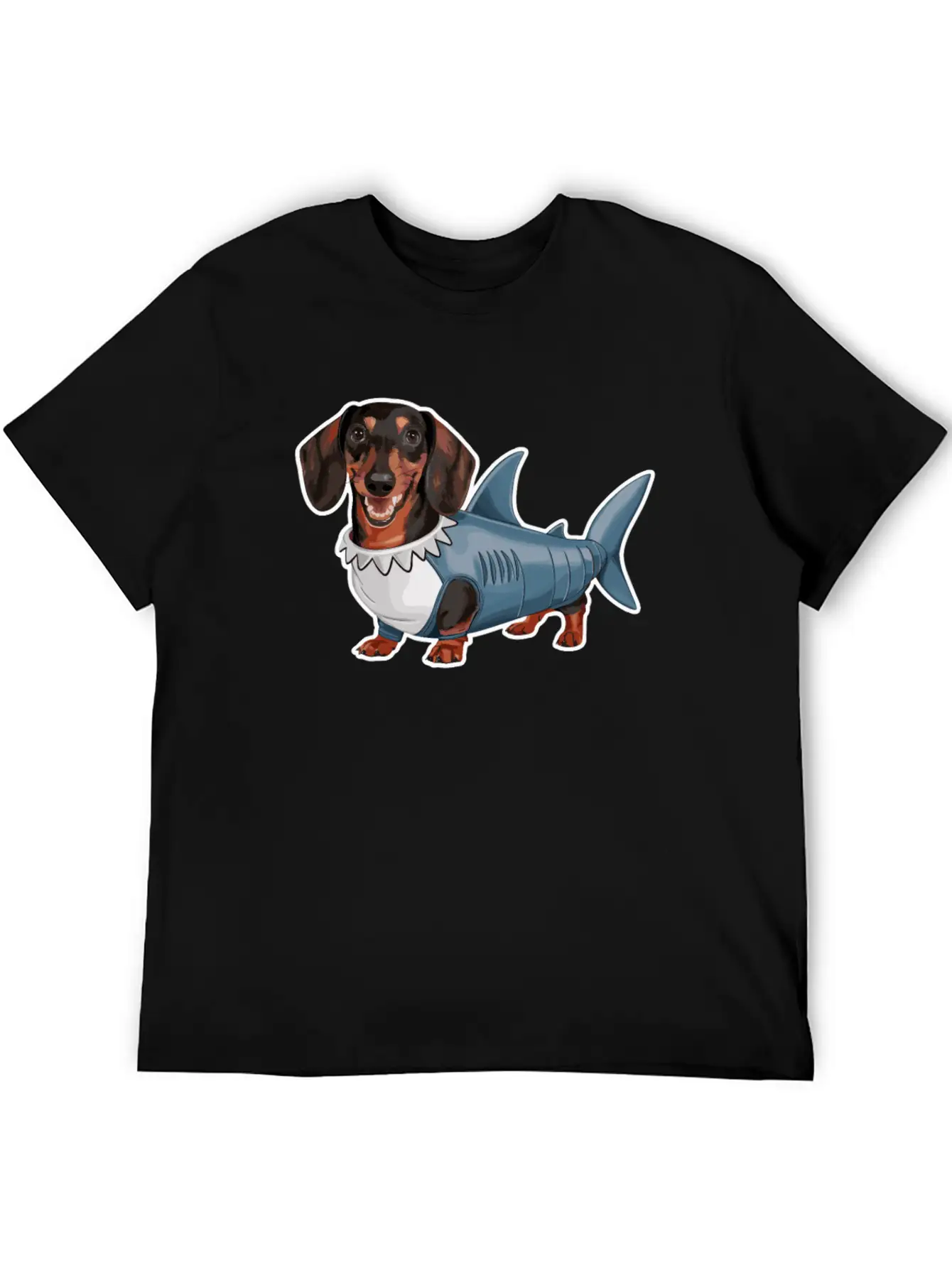Dachshunds In Costumes Shark Outfit Stylish Everyday T-Shirt – Unisex Basic Cotton Tee