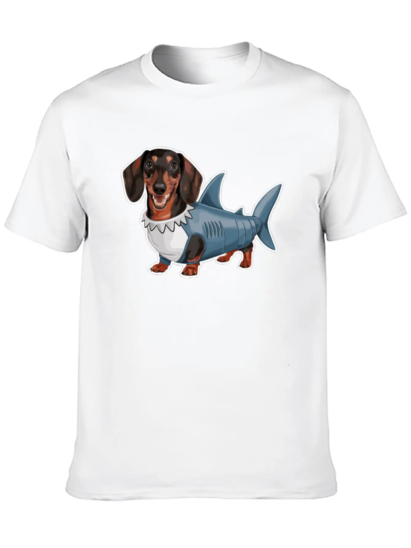 Dachshunds In Costumes Shark Outfit Stylish Everyday T-Shirt – Unisex Basic Cotton Tee
