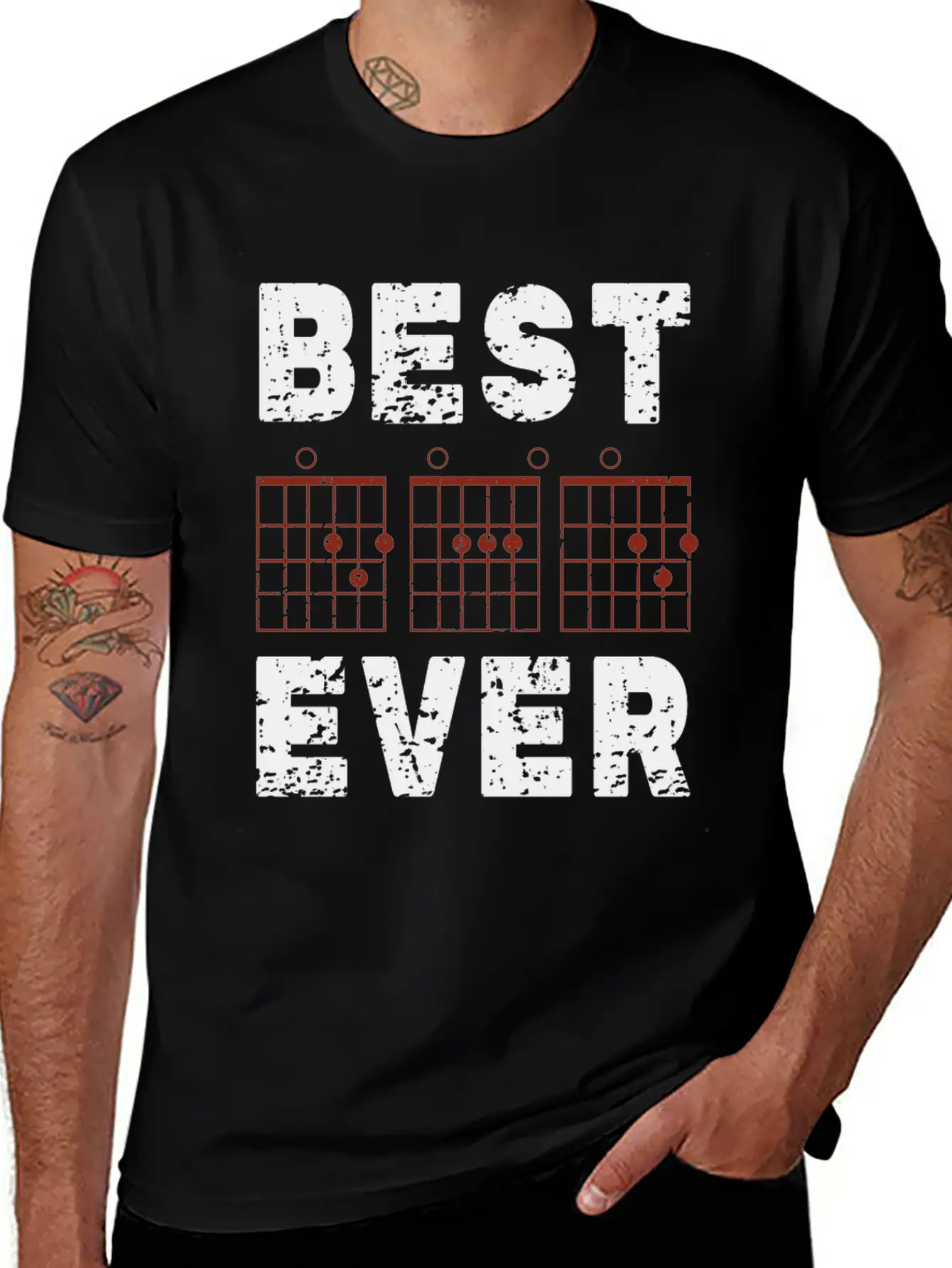 Dad Guitar Chord Best Dad Ever Vintage Gifts Classic Cotton Tee – Unisex Comfort For Any Season