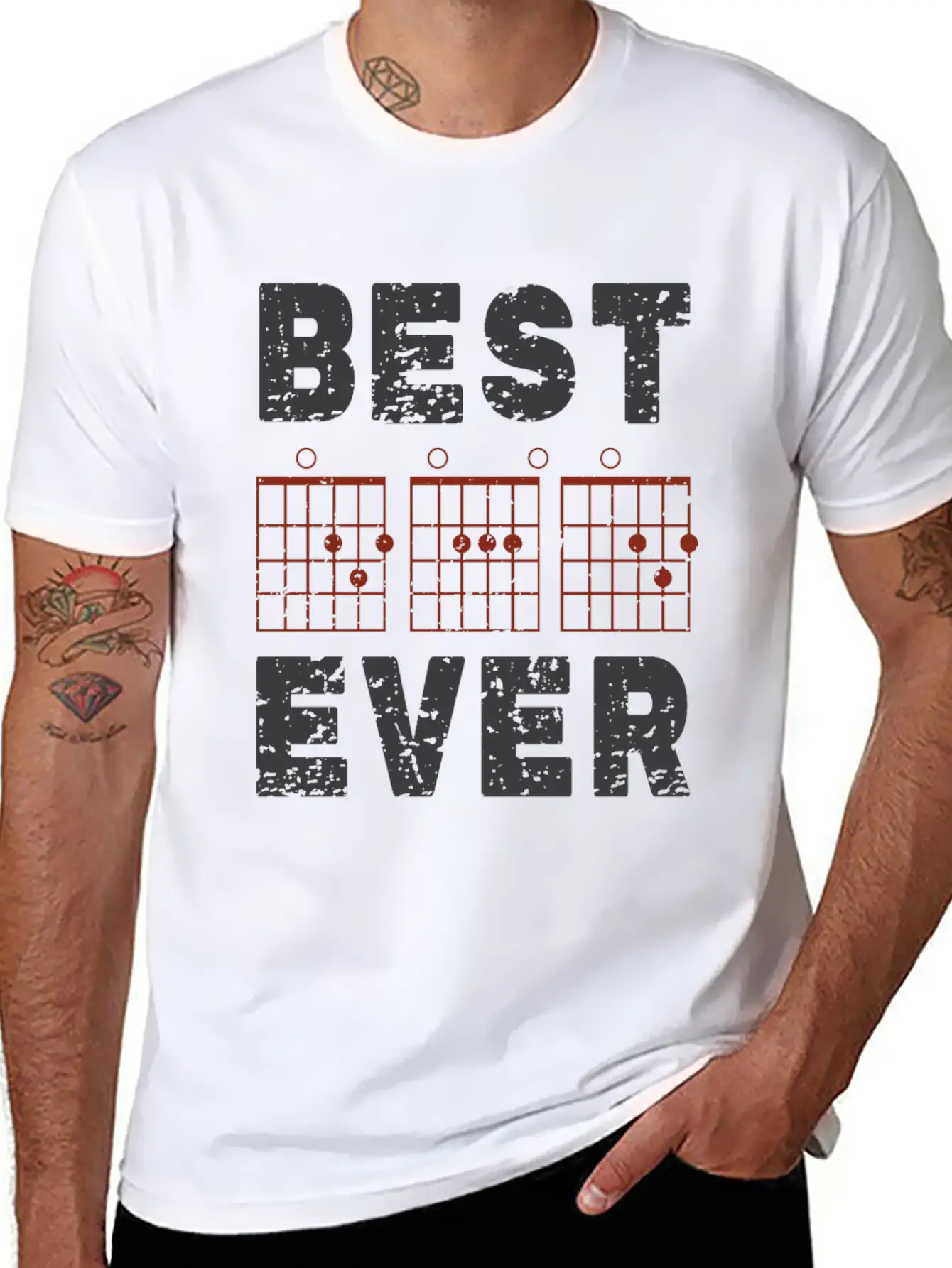 Dad Guitar Chord Best Dad Ever Vintage Gifts Classic Cotton Tee – Unisex Comfort For Any Season
