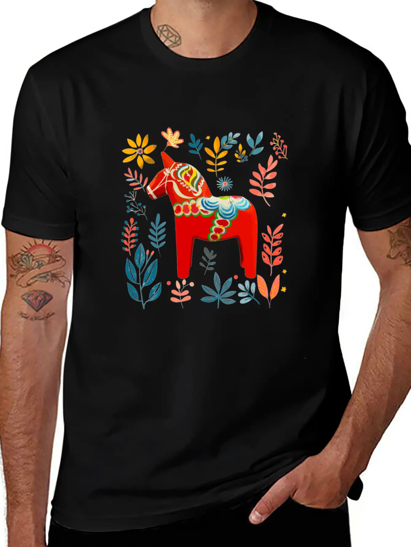 Dala Horse Sweden Swedish Horse Breathable Soft Cotton T-Shirt – Timeless Casual Look