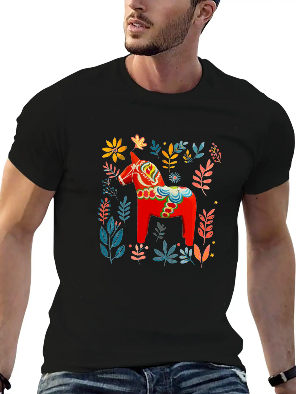 Dala Horse Sweden Swedish Horse Breathable Soft Cotton T-Shirt – Timeless Casual Look