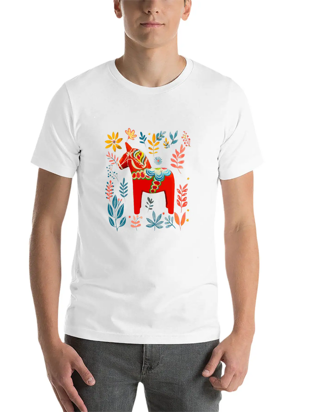 Dala Horse Sweden Swedish Horse Breathable Soft Cotton T-Shirt – Timeless Casual Look