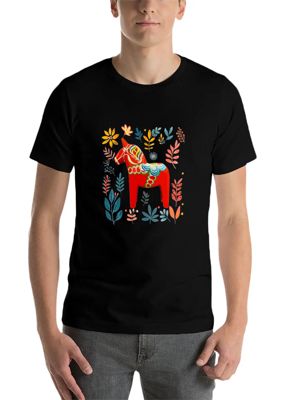 Dala Horse Sweden Swedish Horse Breathable Soft Cotton T-Shirt – Timeless Casual Look