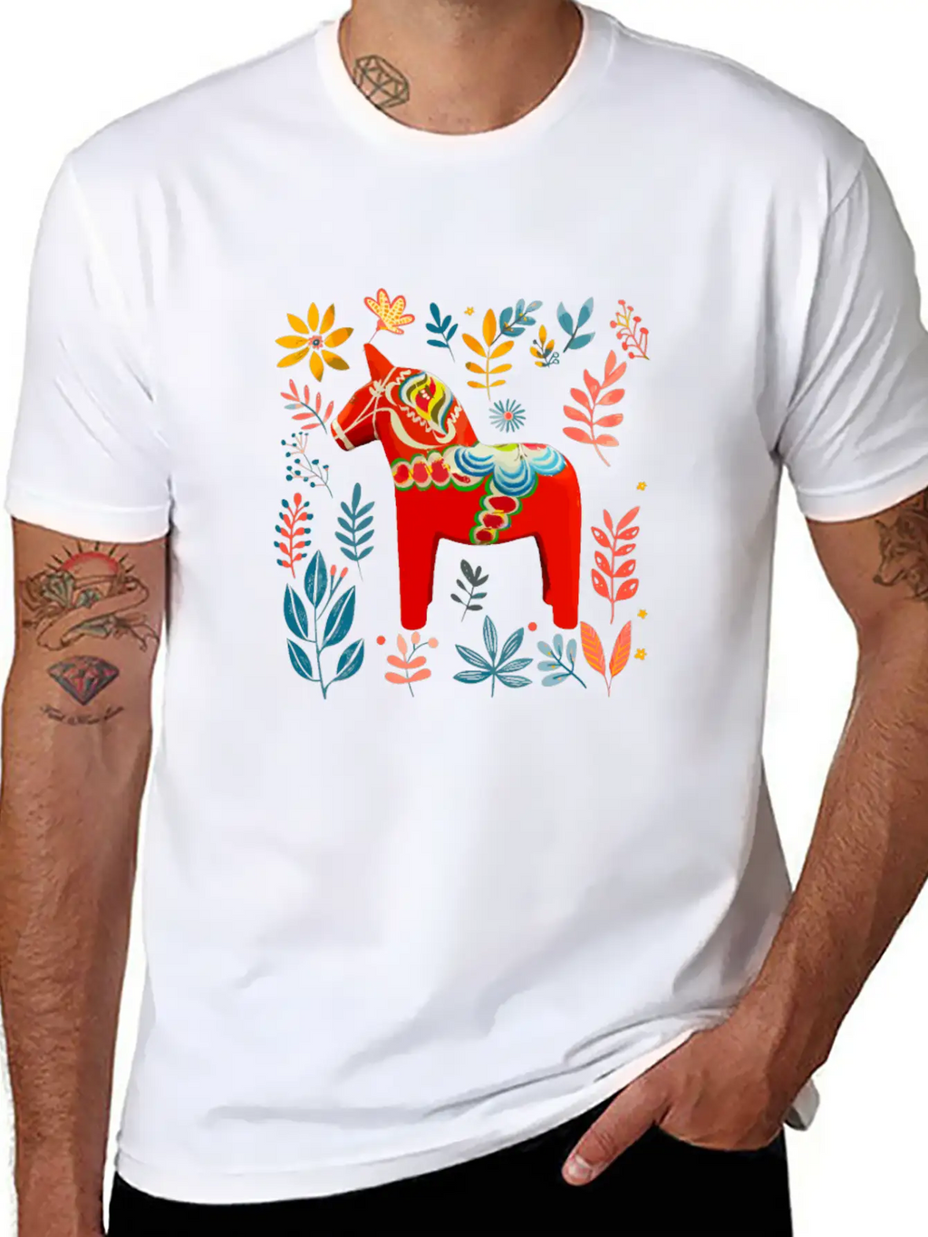 Dala Horse Sweden Swedish Horse Breathable Soft Cotton T-Shirt – Timeless Casual Look