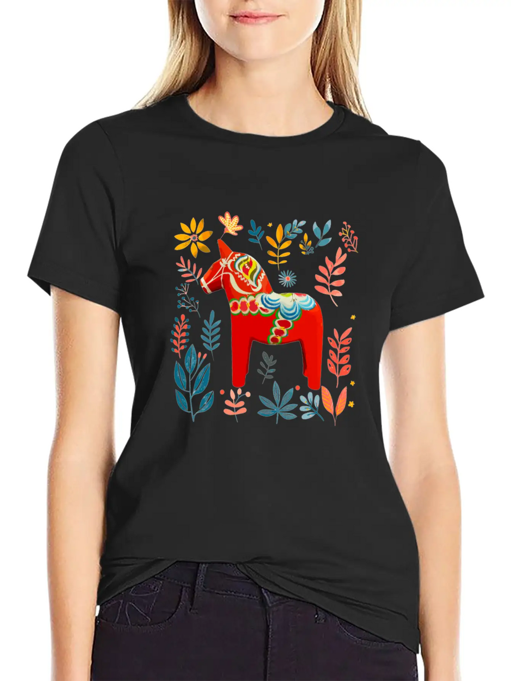 Dala Horse Sweden Swedish Horse Breathable Soft Cotton T-Shirt – Timeless Casual Look