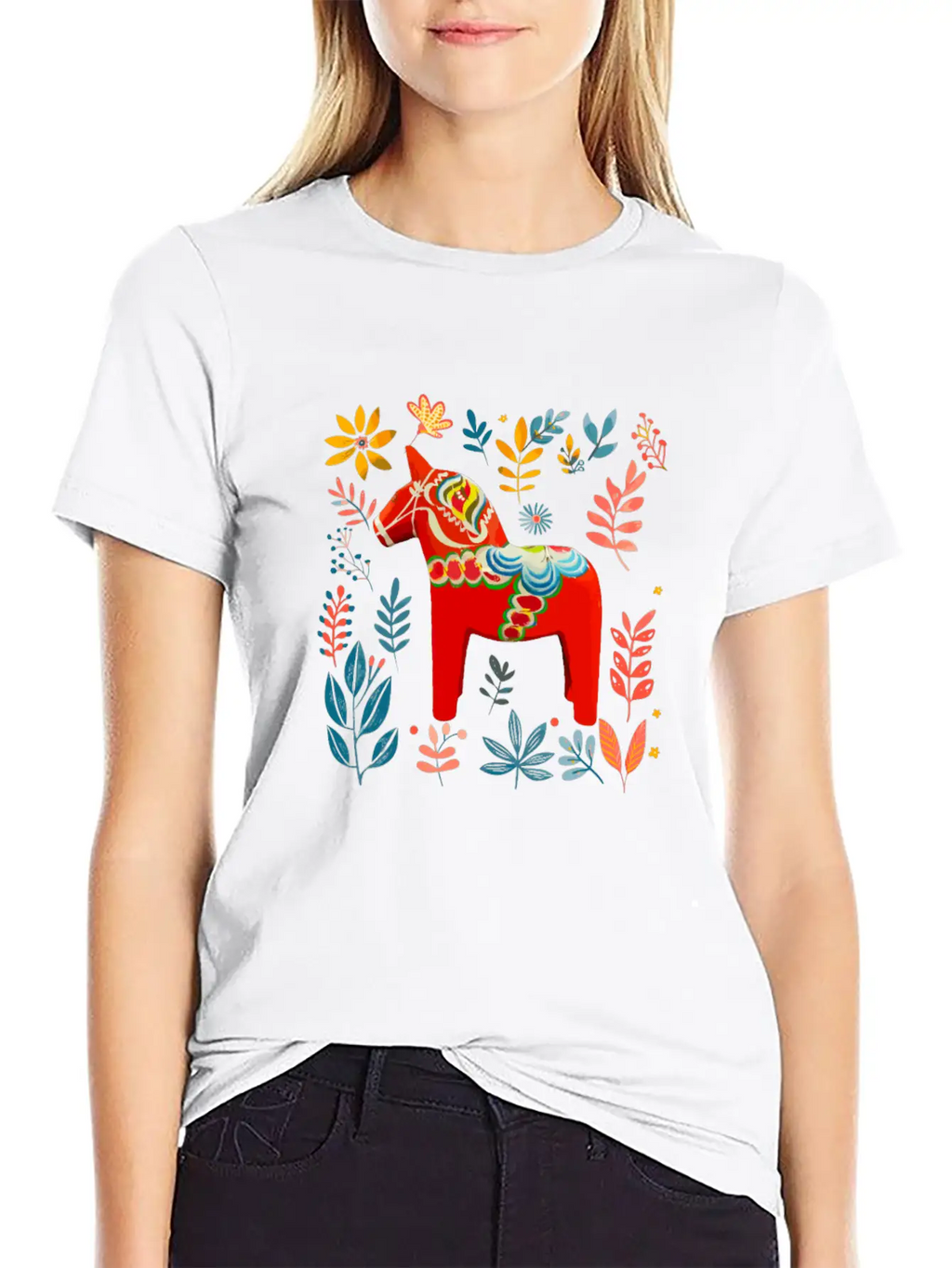 Dala Horse Sweden Swedish Horse Breathable Soft Cotton T-Shirt – Timeless Casual Look