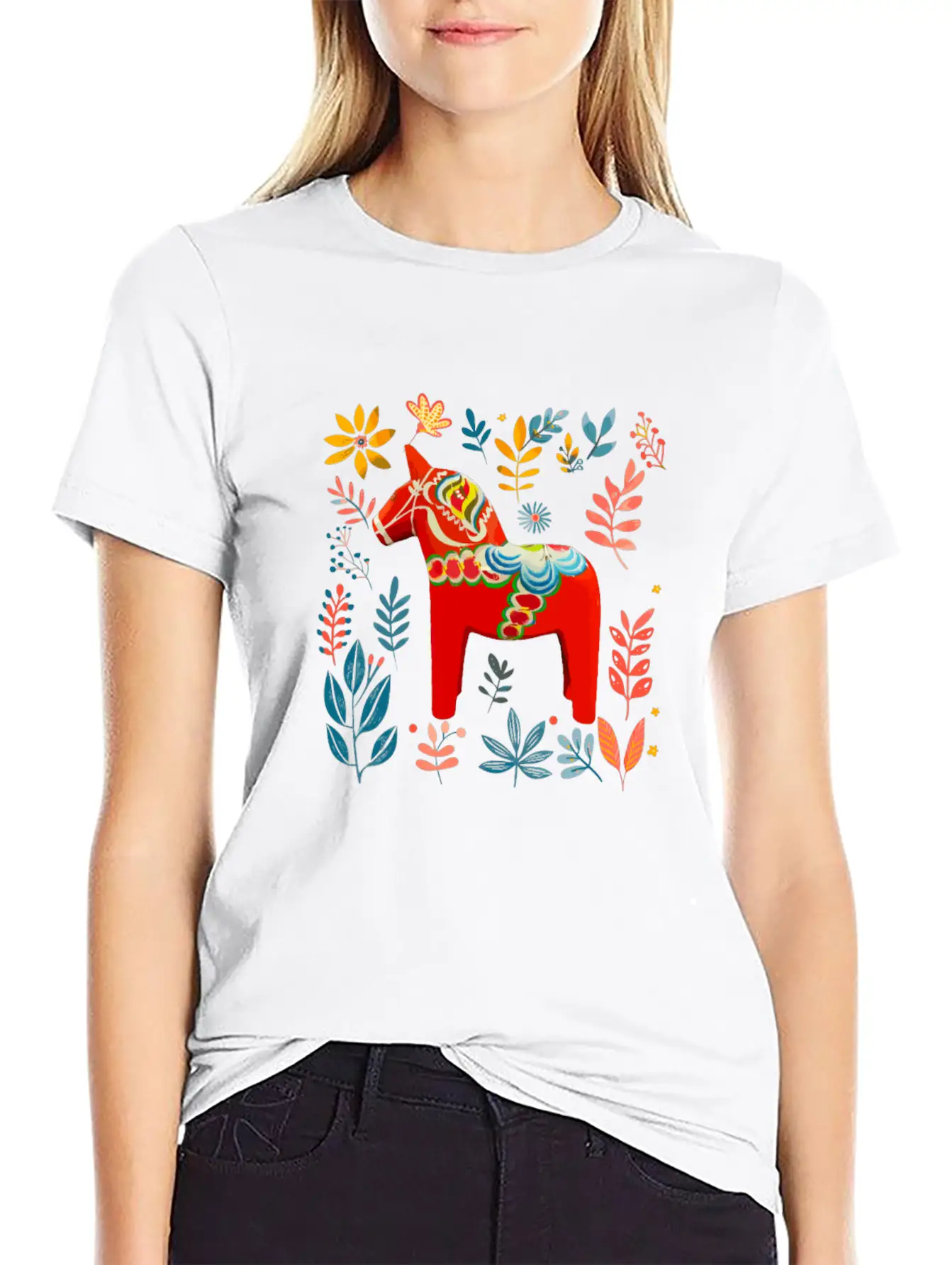 Dala Horse Sweden Swedish Horse Breathable Soft Cotton T-Shirt – Timeless Casual Look