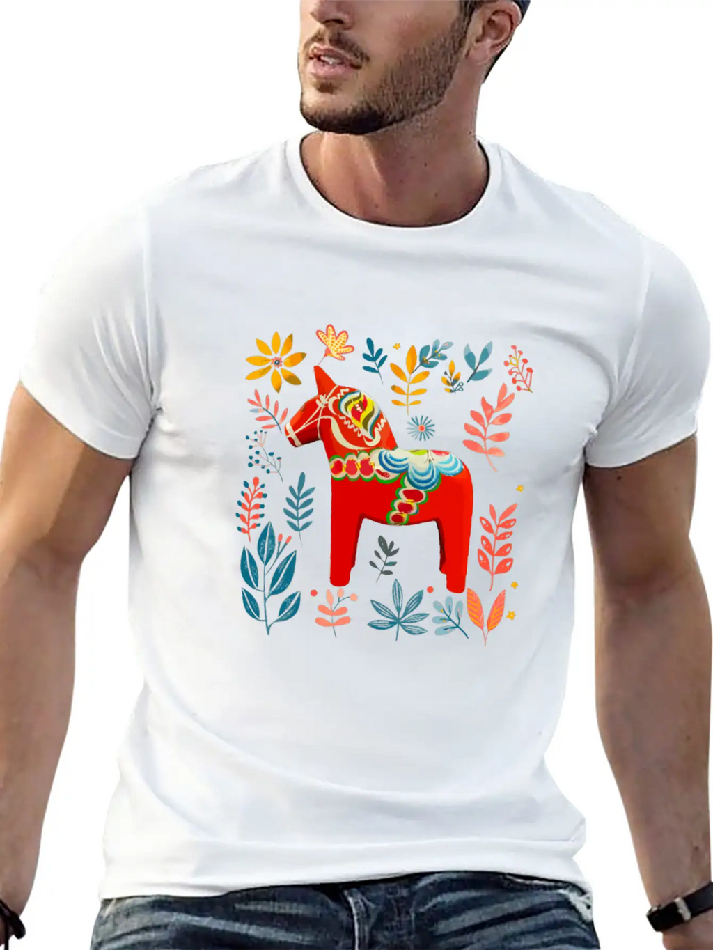 Dala Horse Sweden Swedish Horse Breathable Soft Cotton T-Shirt – Timeless Casual Look
