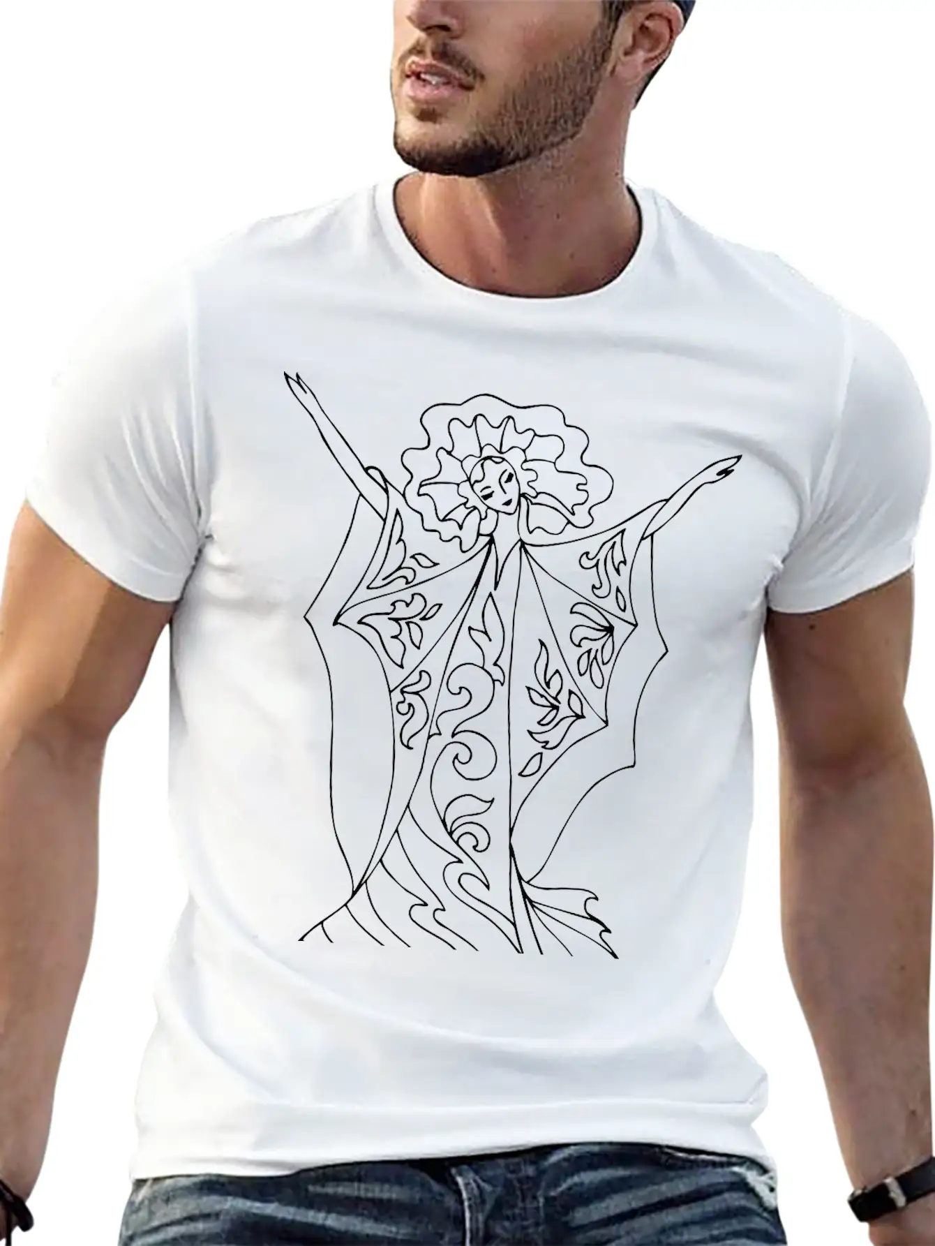 Dancer 5 Line Drawing Stylish Everyday T-Shirt – Unisex Basic Cotton Tee