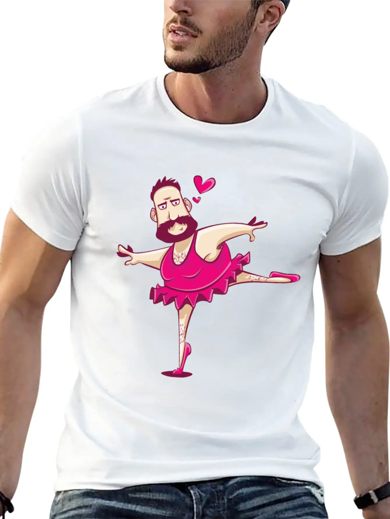 Dancing Ballerina Man Funny Ballet Fathers Day Essential Cotton Tee For Daily Outfits – Unisex Style