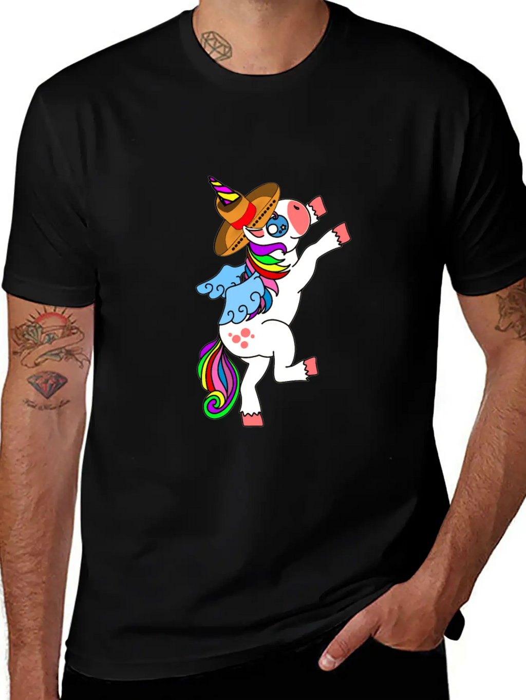 Dancing White Unicorn Cinco De Mayo And Mardy Gras Basic Graphic T-Shirt – Daily Comfort In Soft Cotton