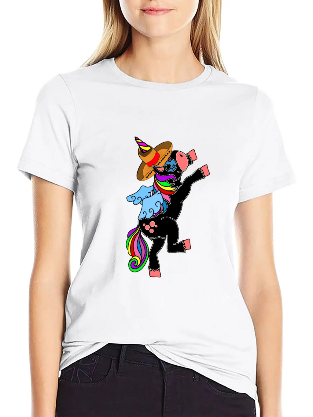 Dancing White Unicorn Cinco De Mayo And Mardy Gras Basic Graphic T-Shirt – Daily Comfort In Soft Cotton