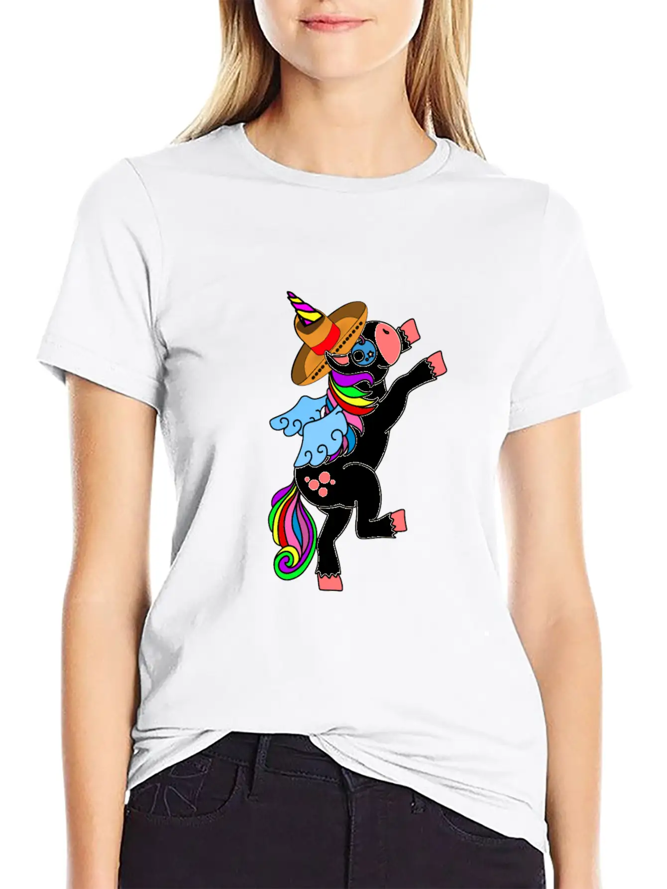 Dancing White Unicorn Cinco De Mayo And Mardy Gras Basic Graphic T-Shirt – Daily Comfort In Soft Cotton