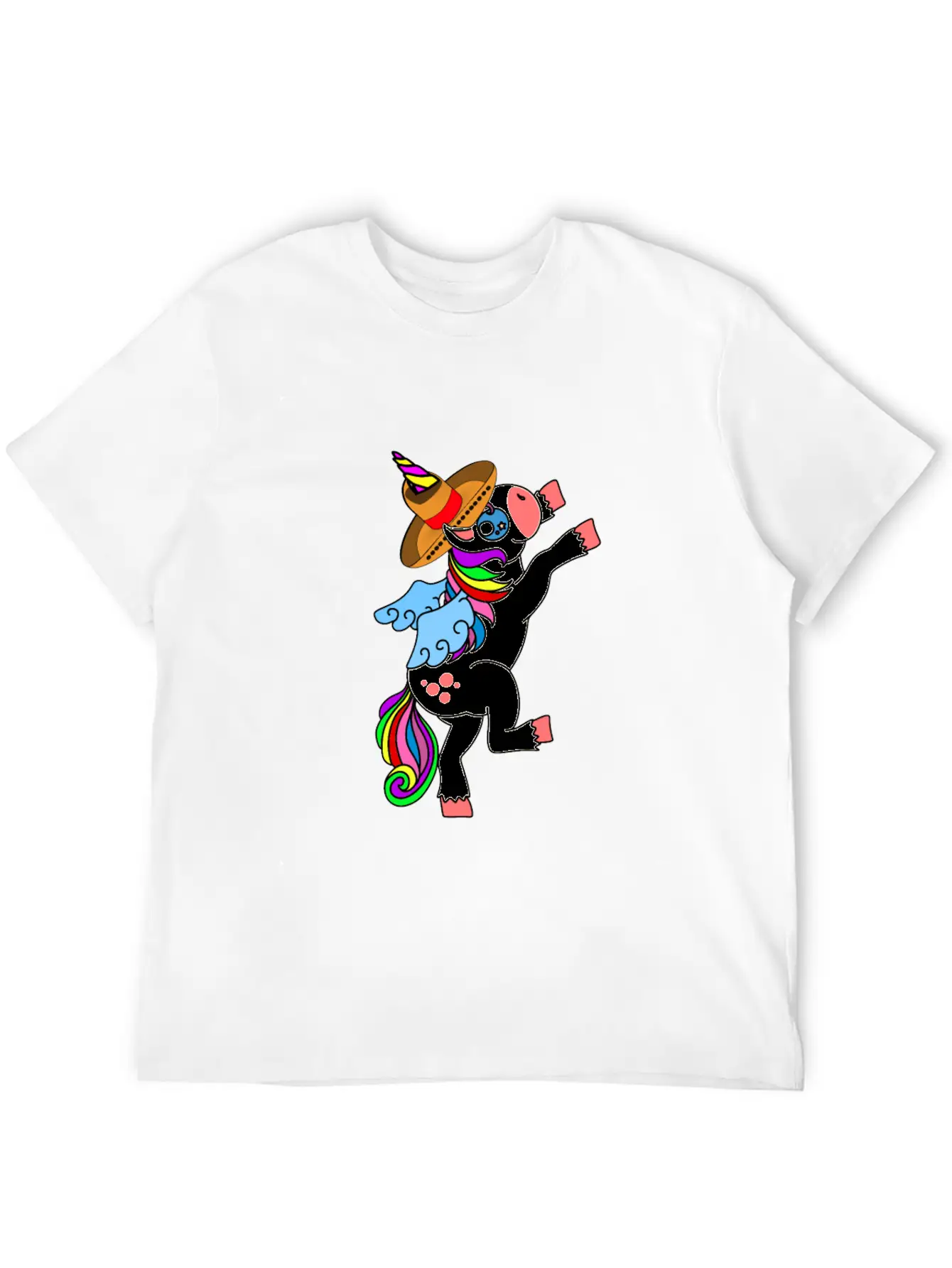 Dancing White Unicorn Cinco De Mayo And Mardy Gras Basic Graphic T-Shirt – Daily Comfort In Soft Cotton