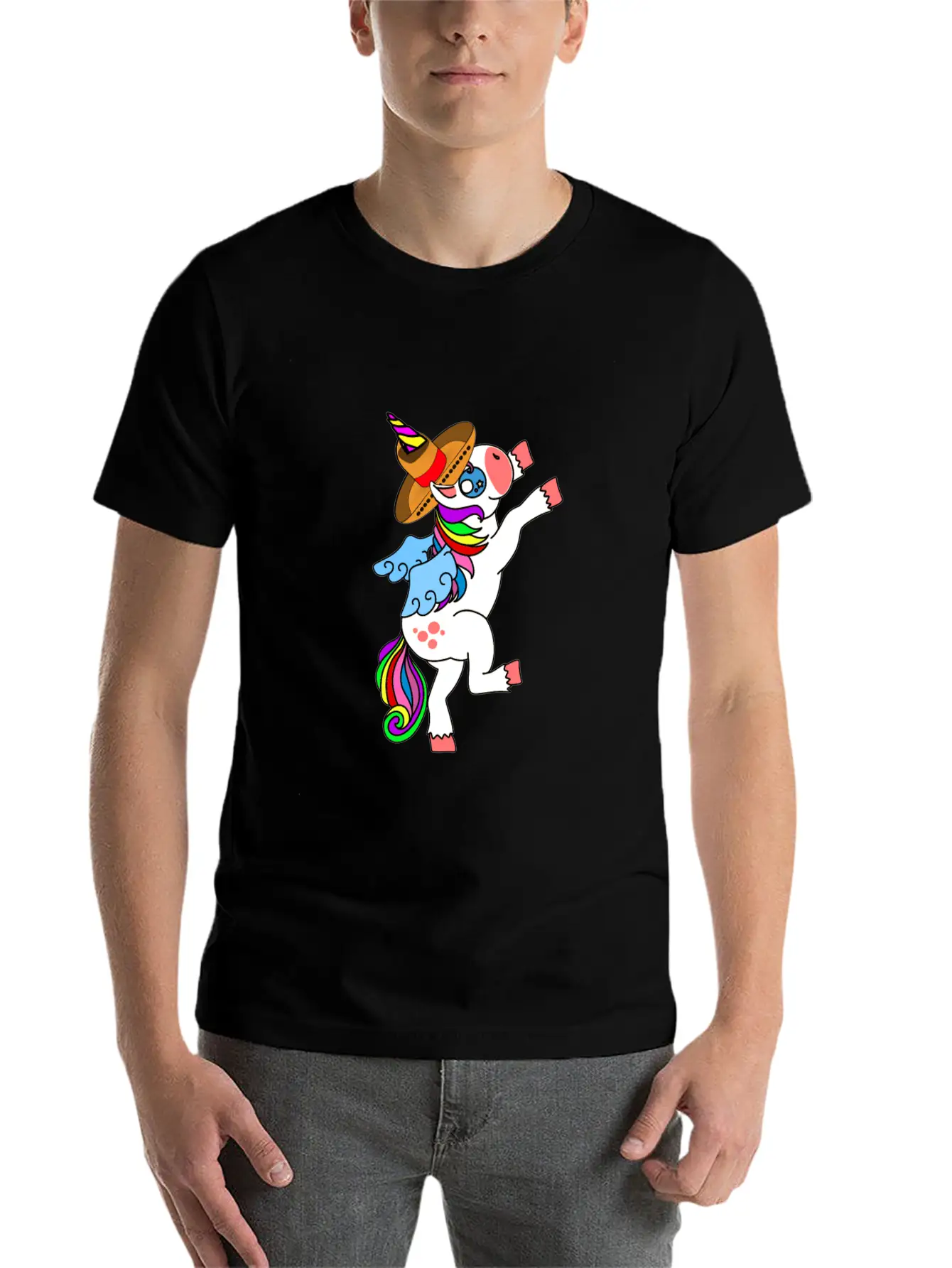 Dancing White Unicorn Cinco De Mayo And Mardy Gras Basic Graphic T-Shirt – Daily Comfort In Soft Cotton